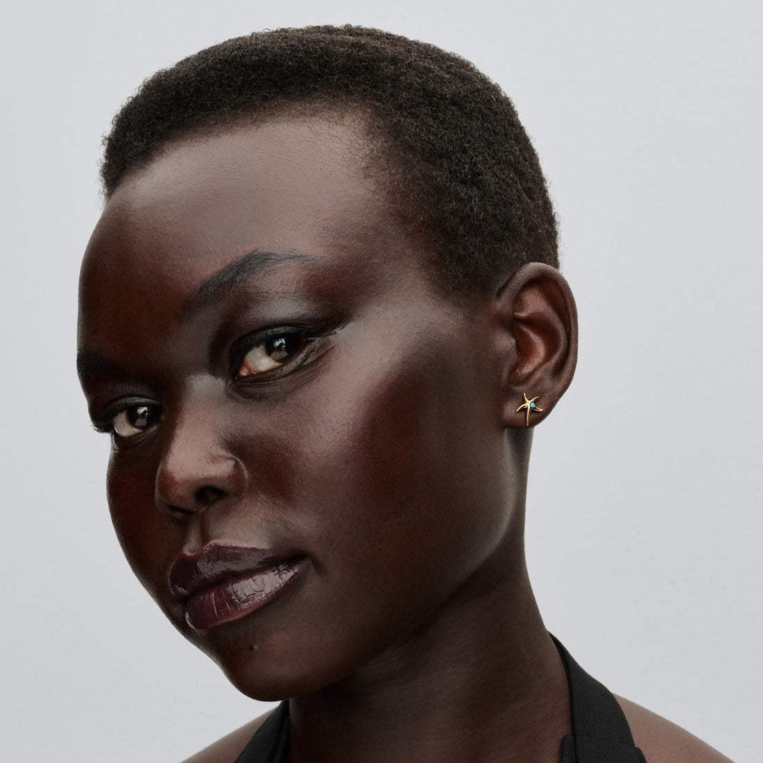 Starfish 14K Gold-Plated Stud Earrings With Capri Blue Crystal