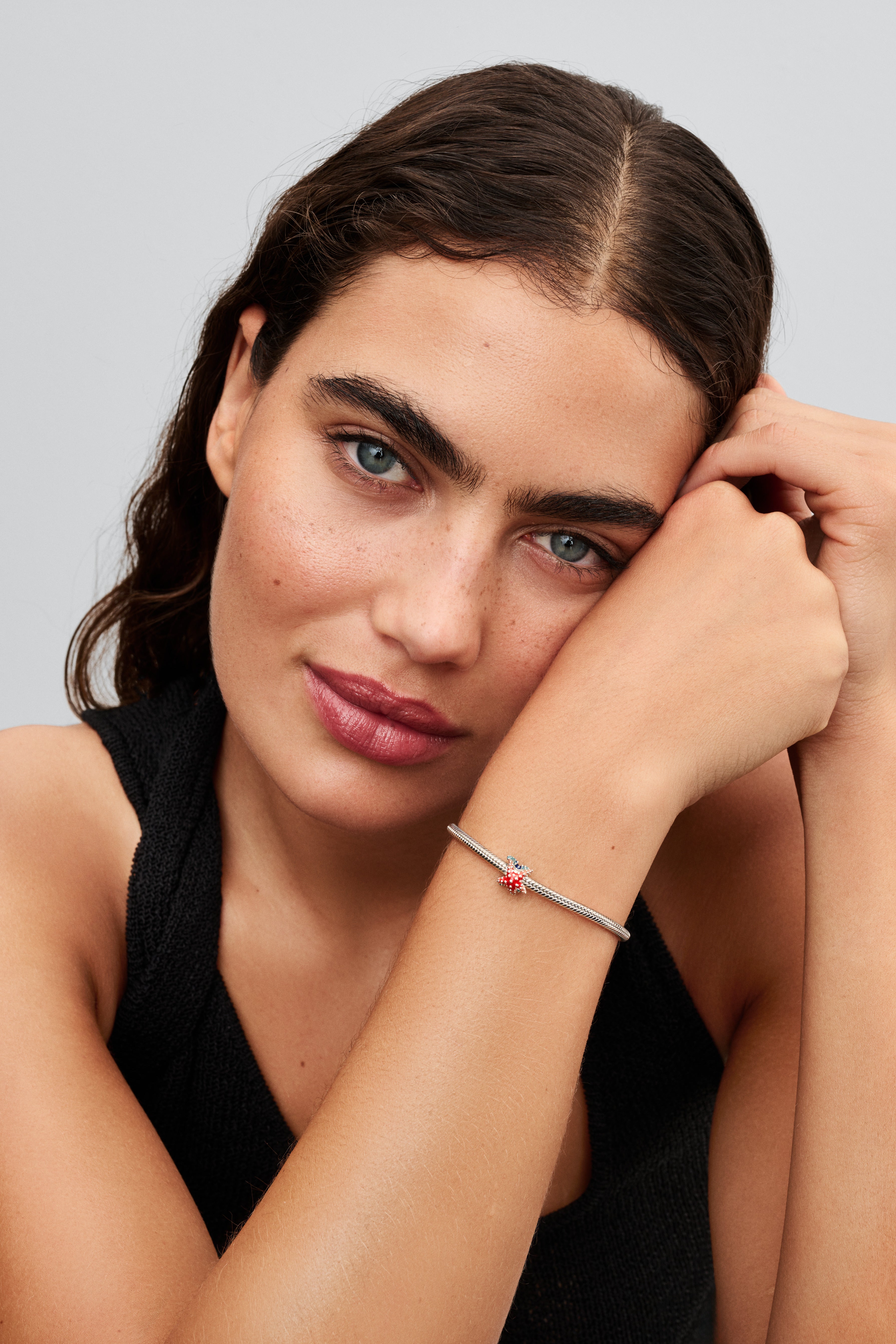 Starfish Sterling Silver Charm With Shaded Blue And Pink Enamel