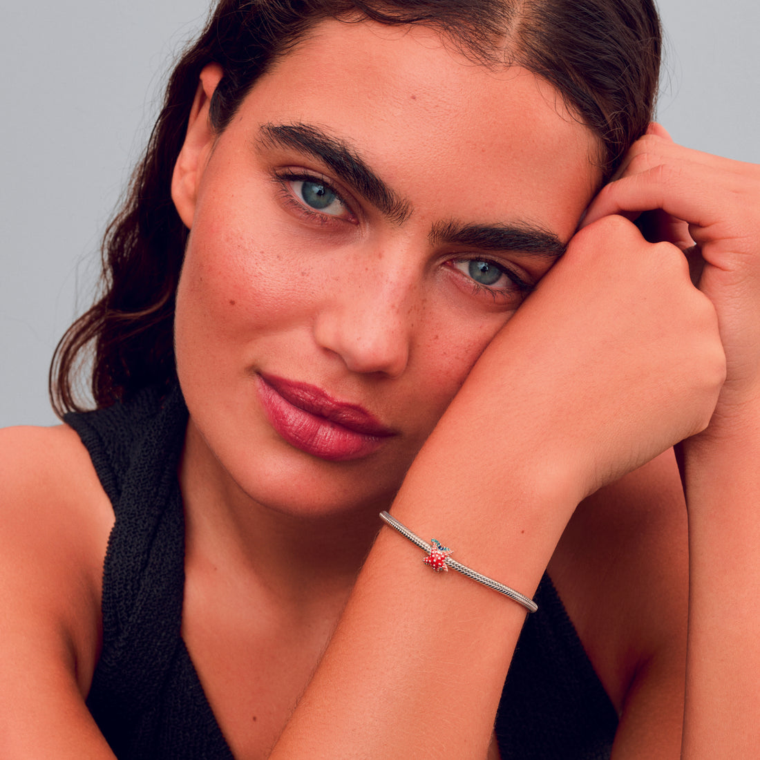 Starfish Sterling Silver Charm With Shaded Blue And Pink Enamel