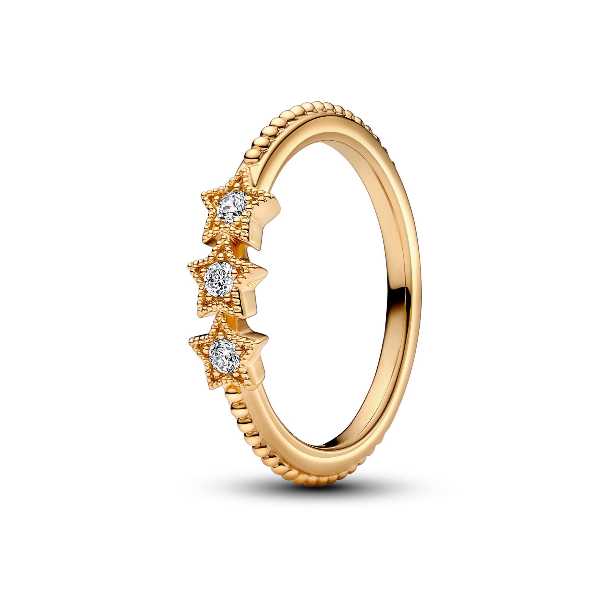 Stars 14K Gold-Plated Ring With Clear Cubic Zirconia
