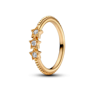 Stars 14K Gold-Plated Ring With Clear Cubic Zirconia