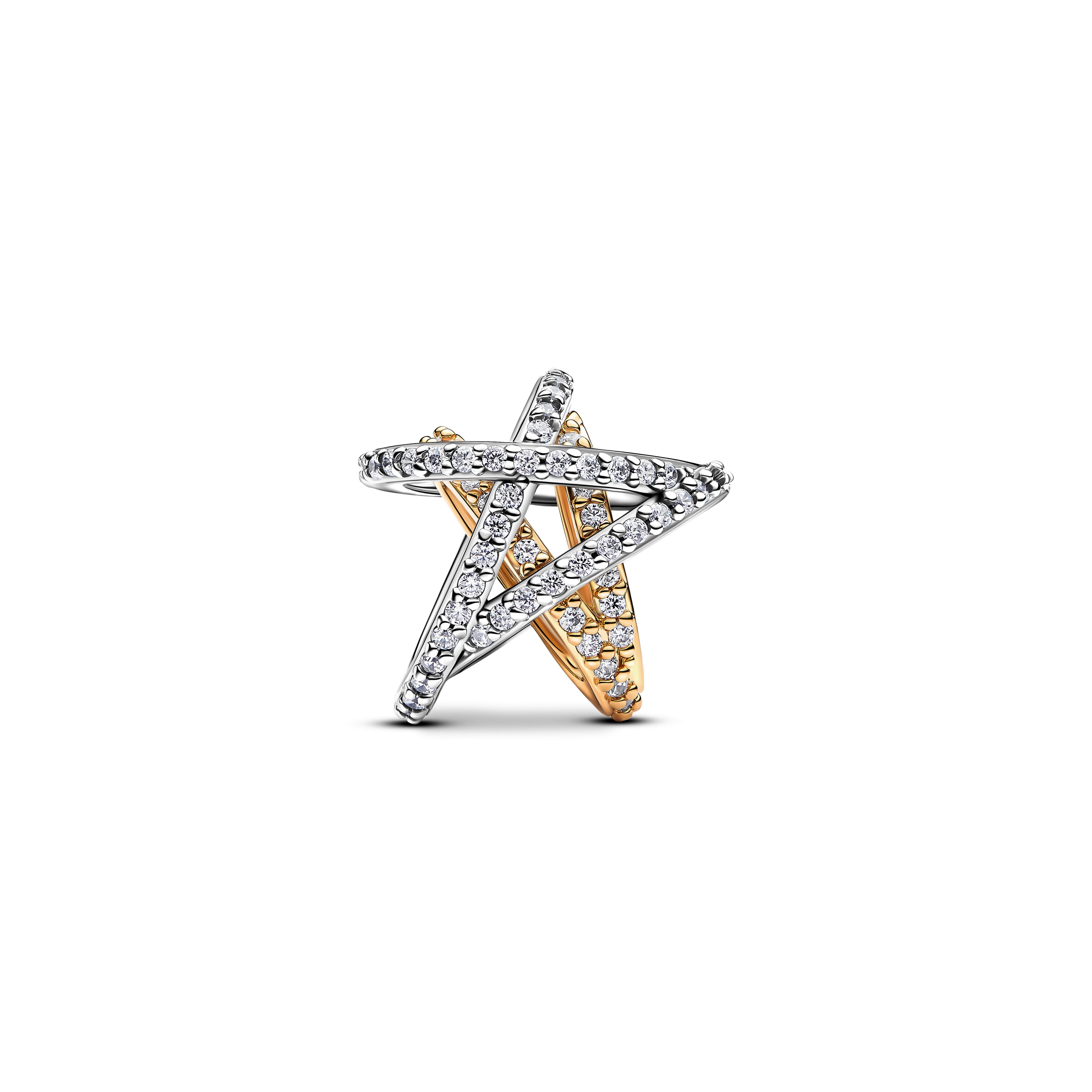 Star Sterling Silver And 14K Gold-Plated Charm With Clear Cubic Zirconia