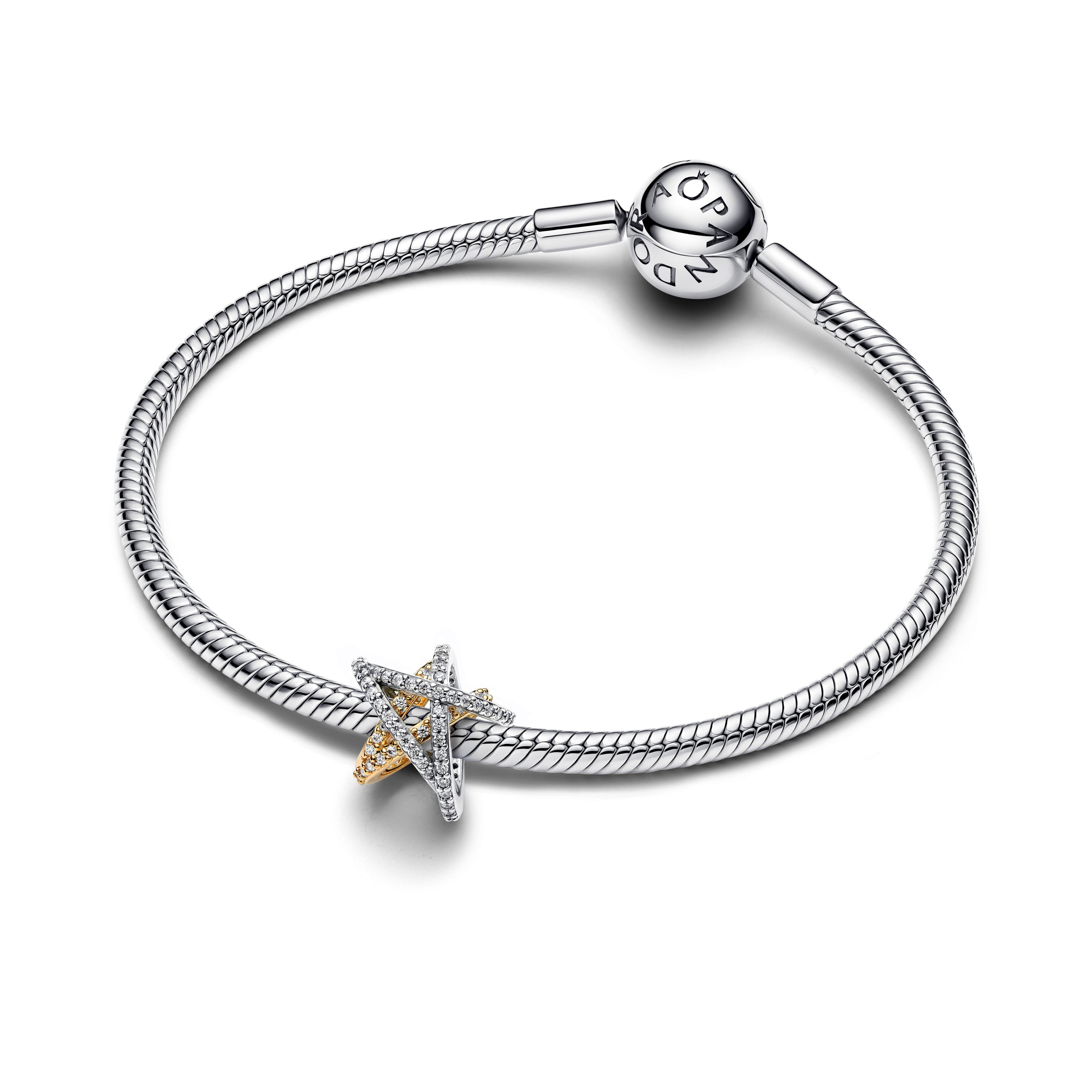 Star Sterling Silver And 14K Gold-Plated Charm With Clear Cubic Zirconia