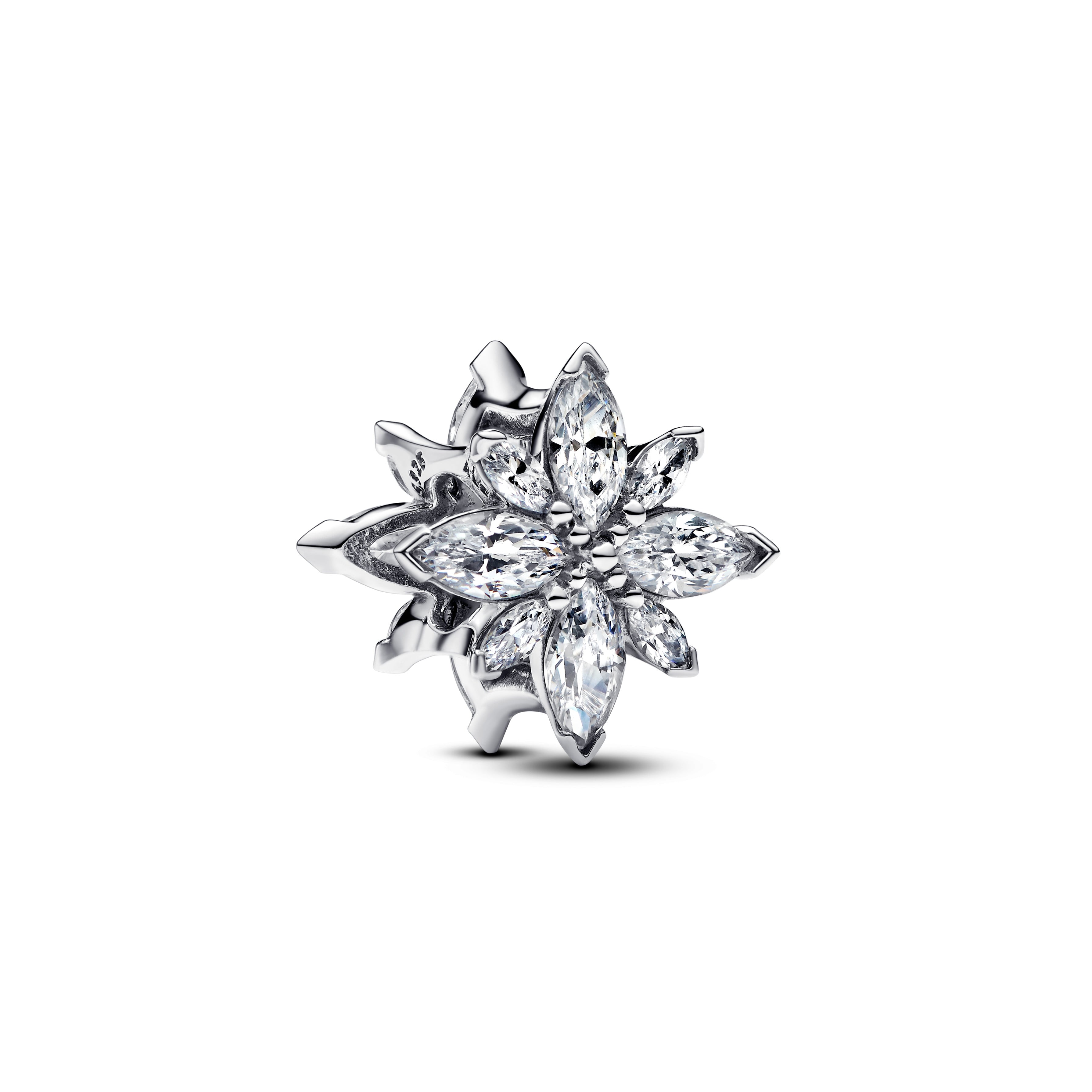 Star Sterling Silver Charm With Clear Cubic Zirconia