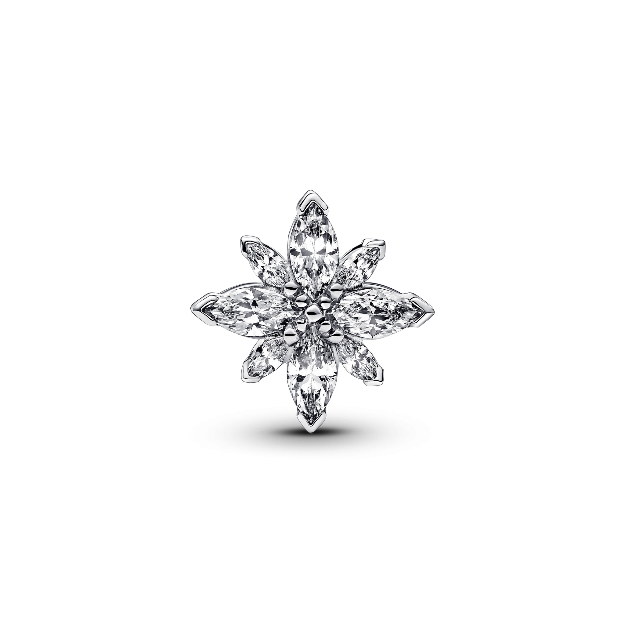 Star Sterling Silver Charm With Clear Cubic Zirconia