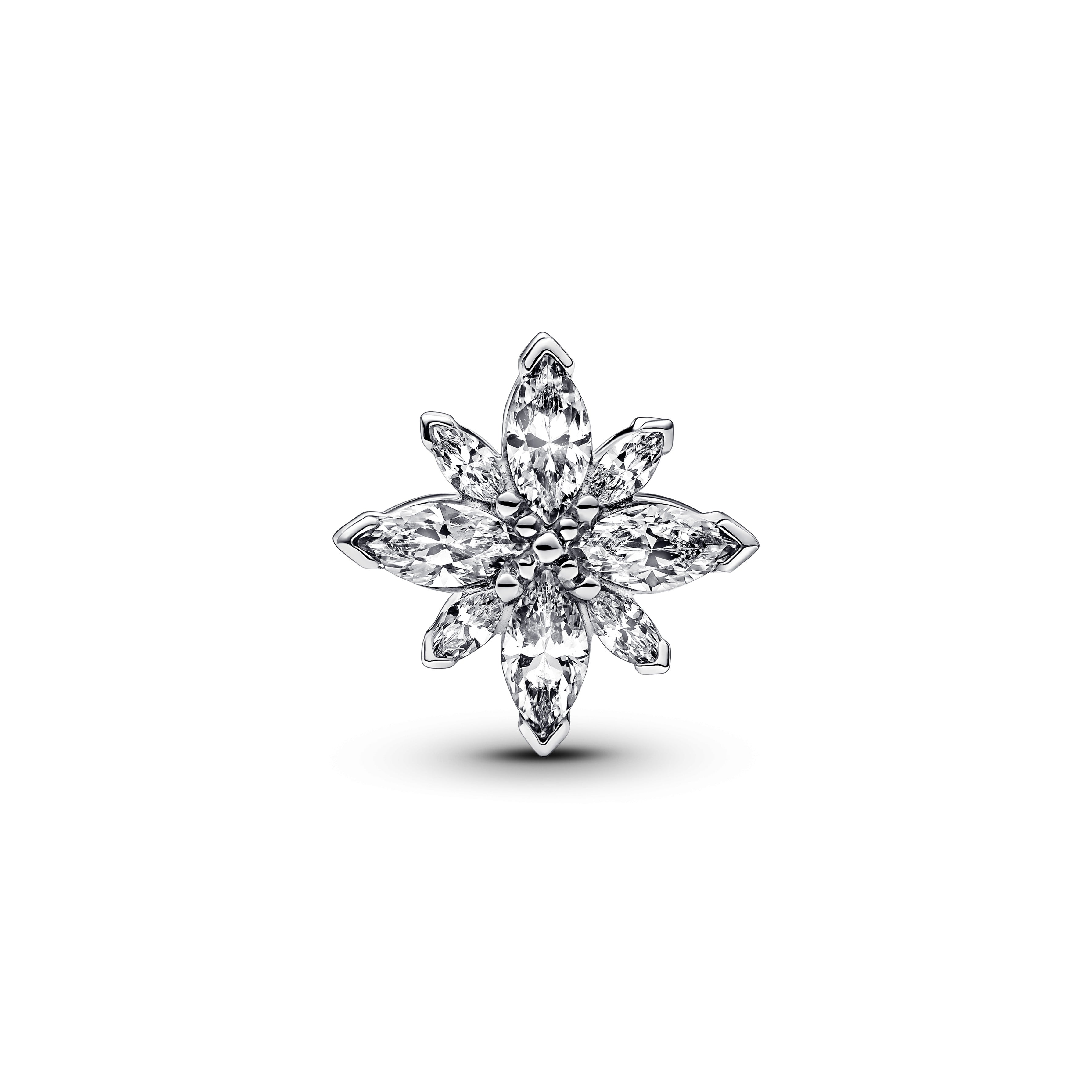 Star Sterling Silver Charm With Clear Cubic Zirconia