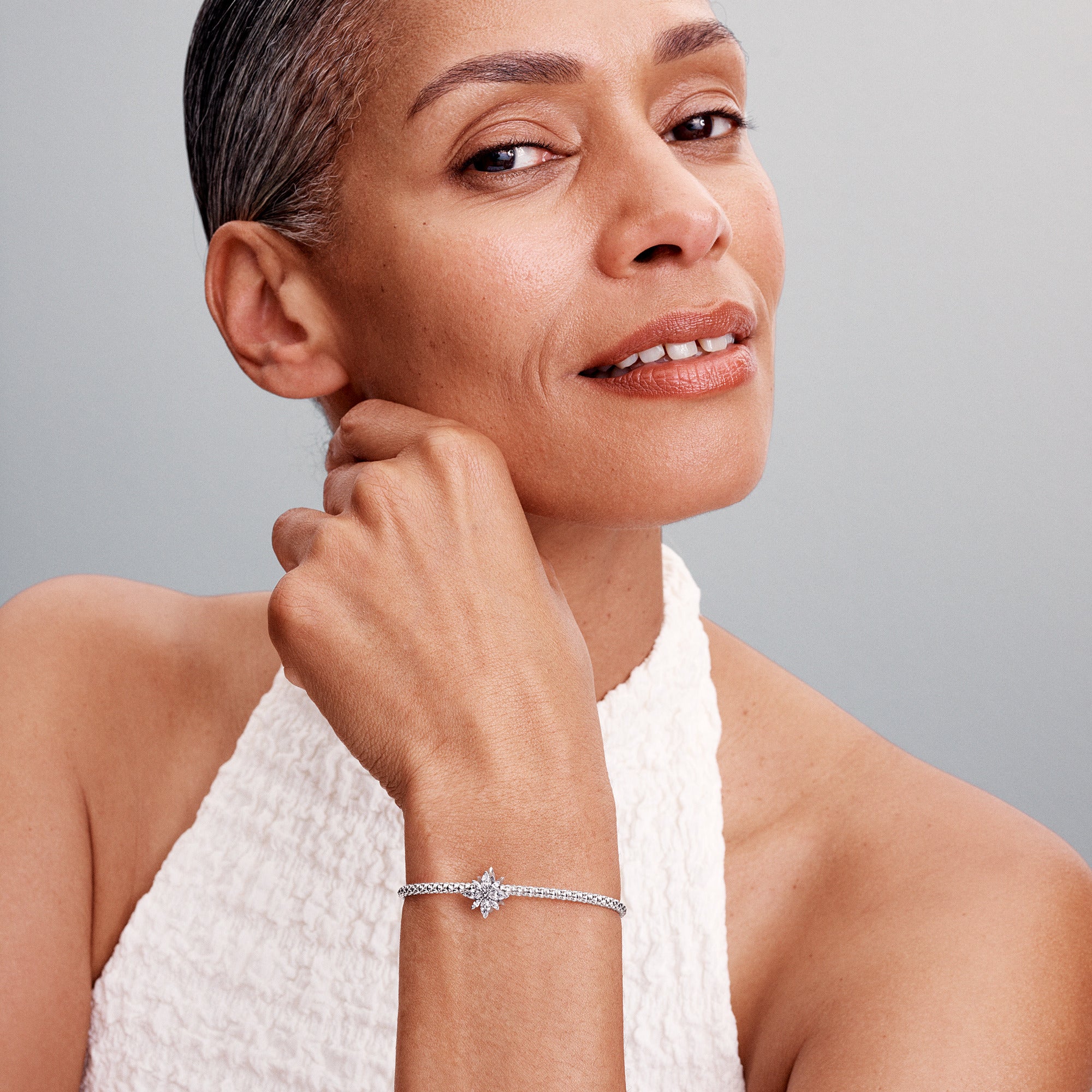 Star Sterling Silver Charm With Clear Cubic Zirconia