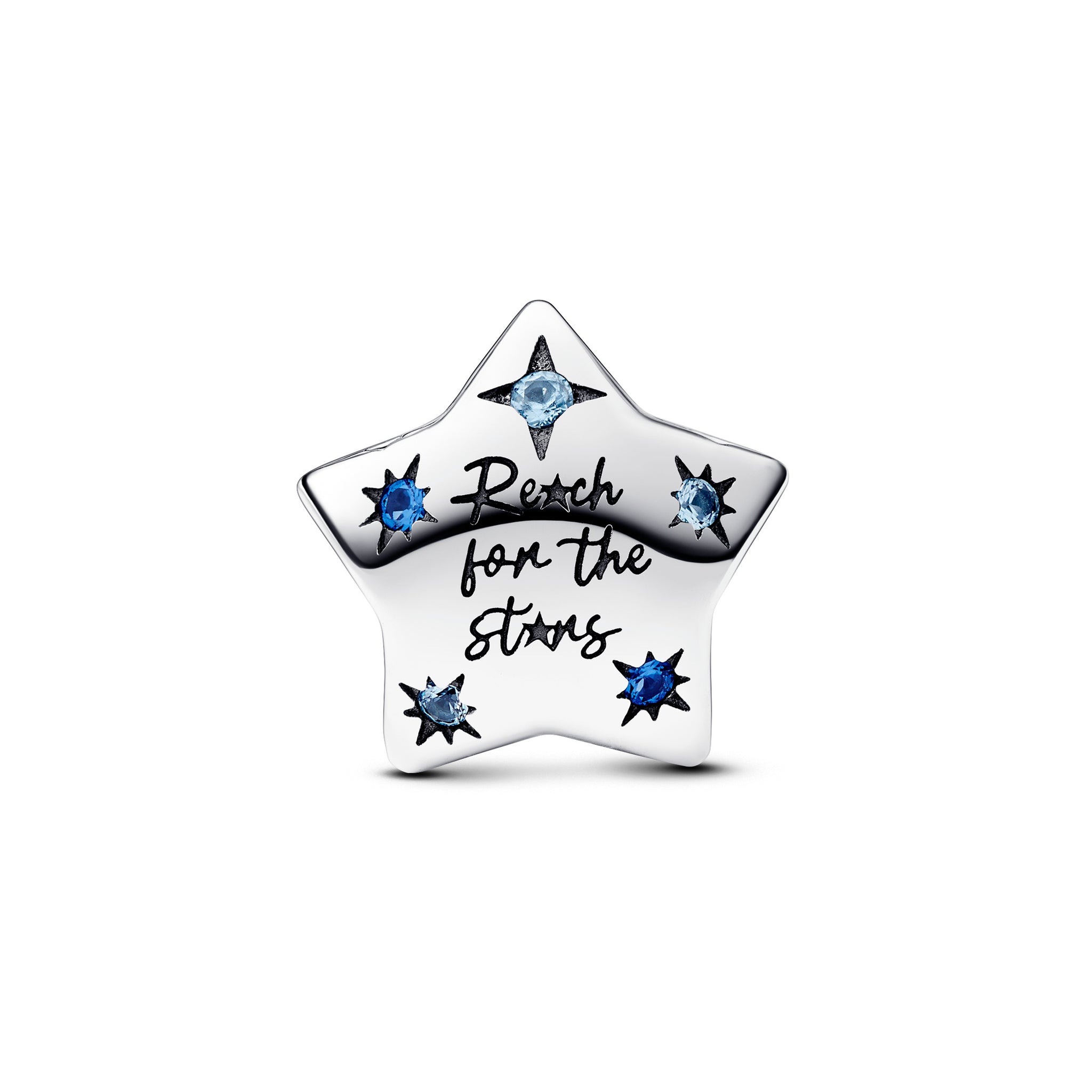 Star Sterling Silver Charm With Stellar Blue And Icy Blue Crystal