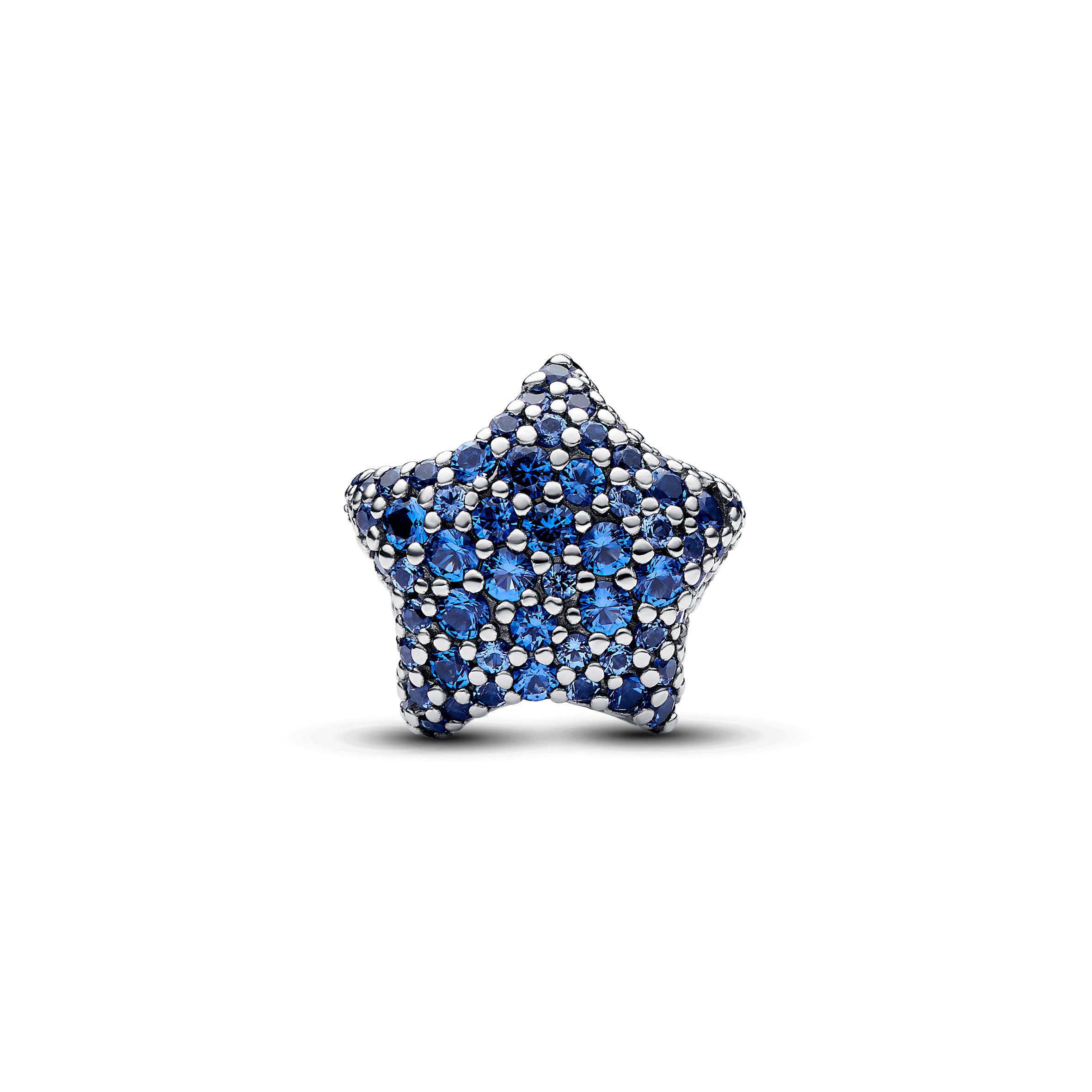 Star Sterling Silver Charm With Stellar Blue Crystal