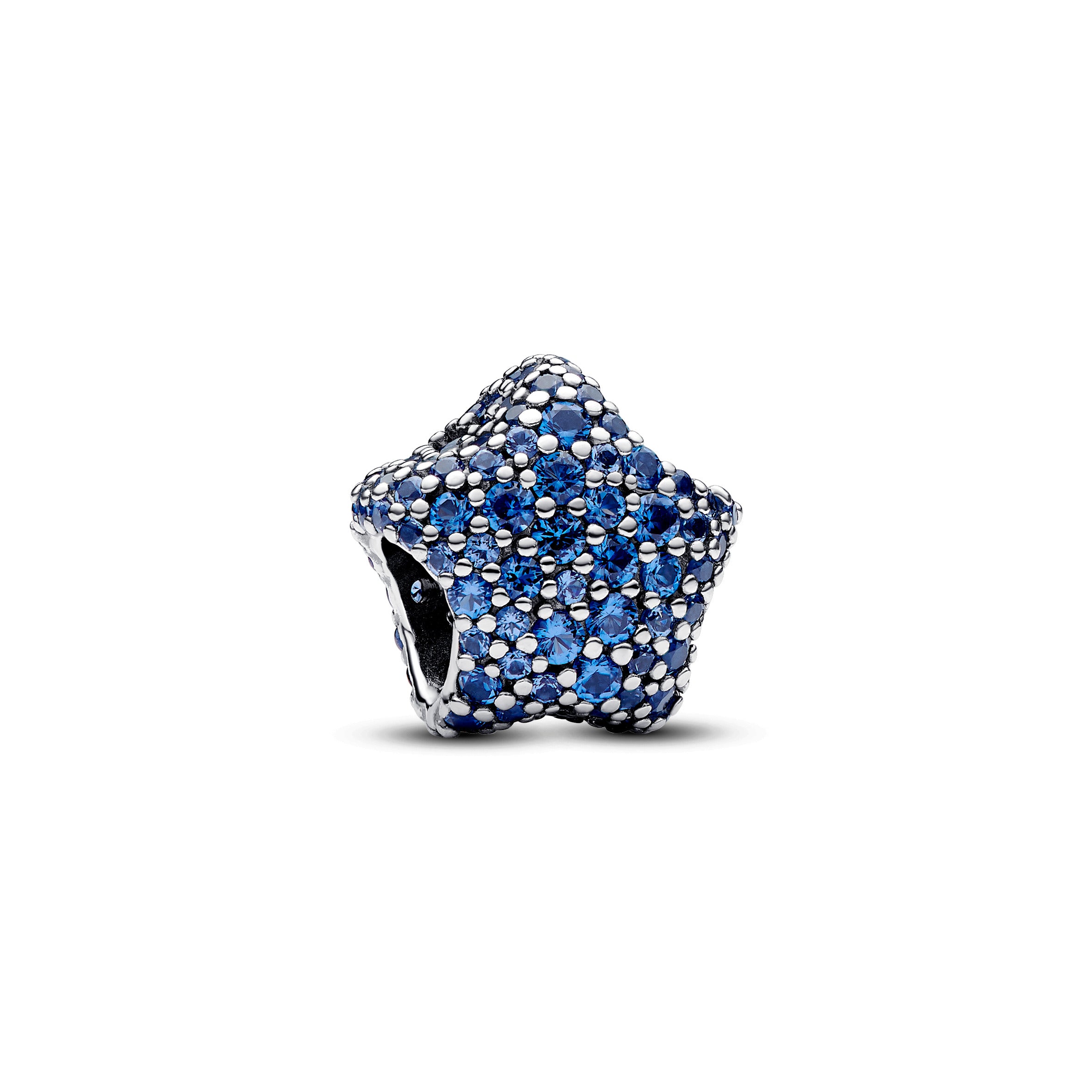 Star Sterling Silver Charm With Stellar Blue Crystal