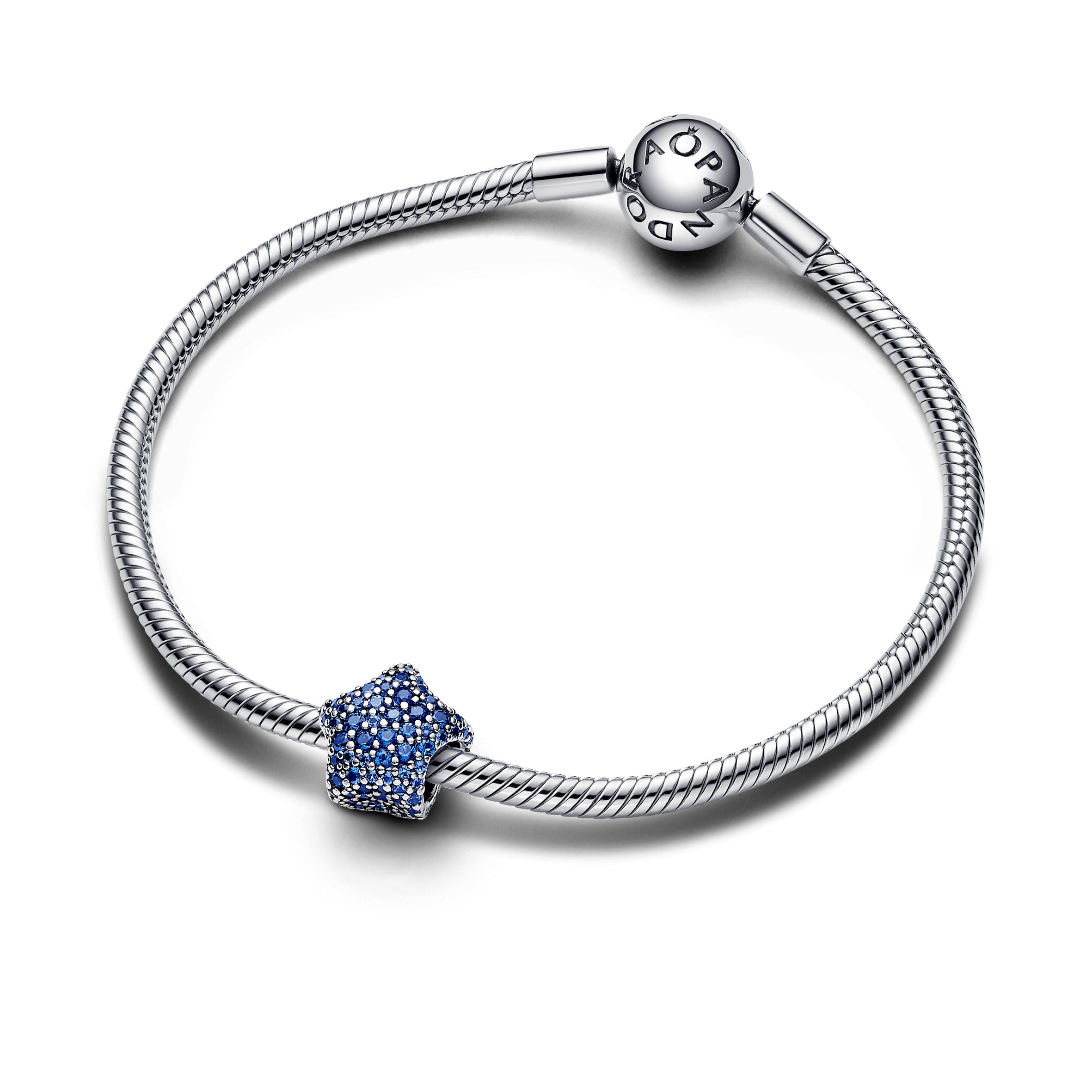 Star Sterling Silver Charm With Stellar Blue Crystal