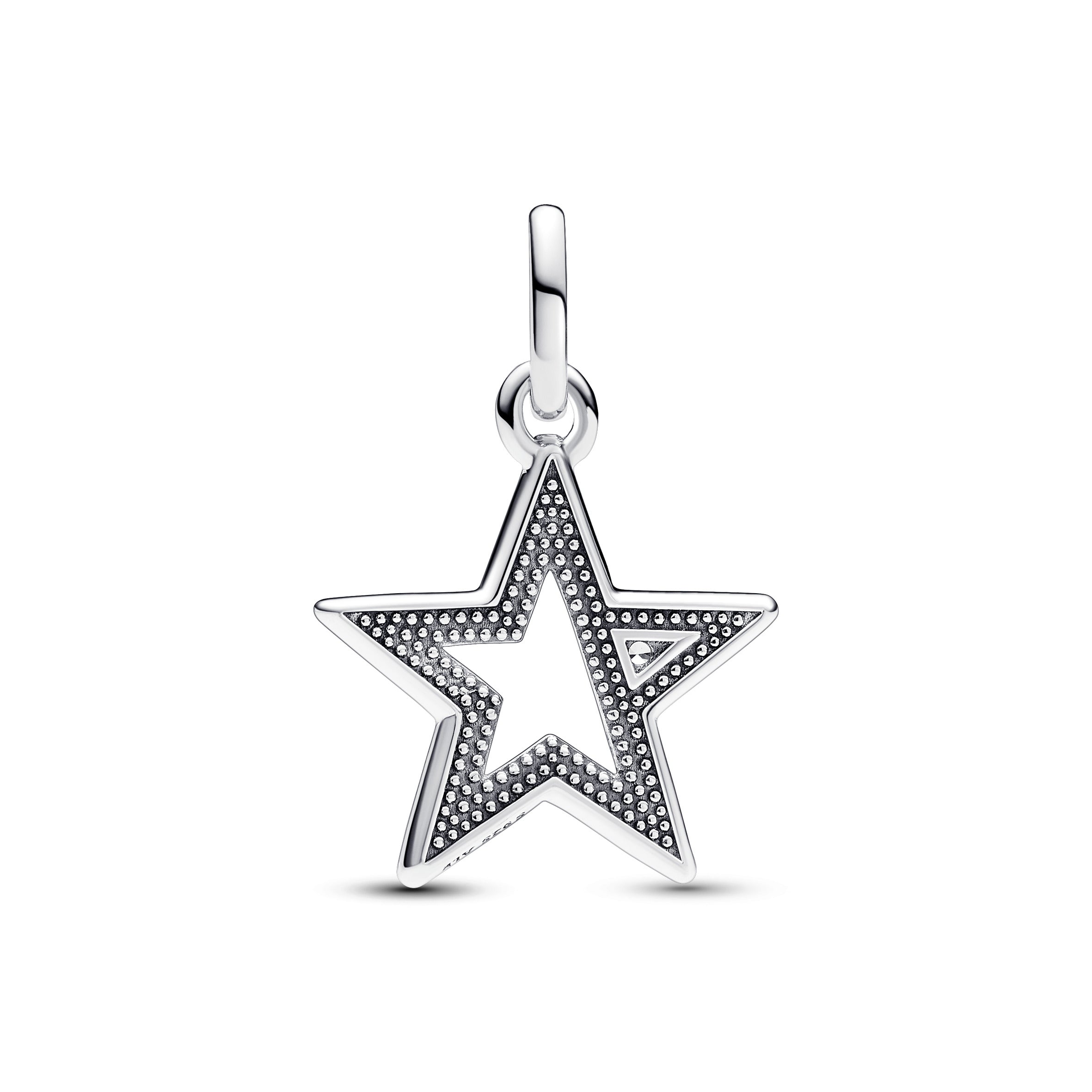 Star Sterling Silver Medallion With Clear Cubic Zirconia