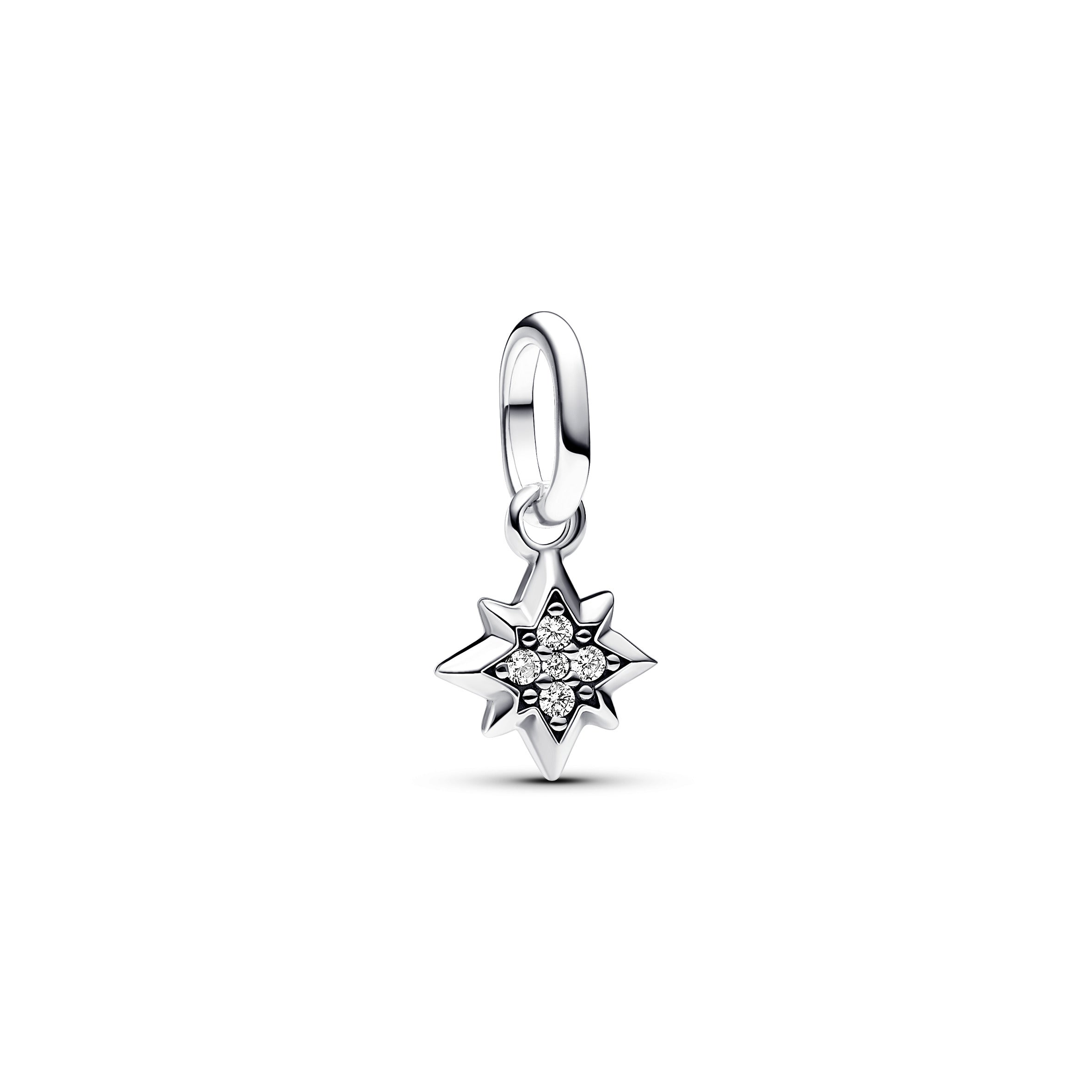 Star Sterling Silver Mini Dangle With Clear Cubic Zirconia