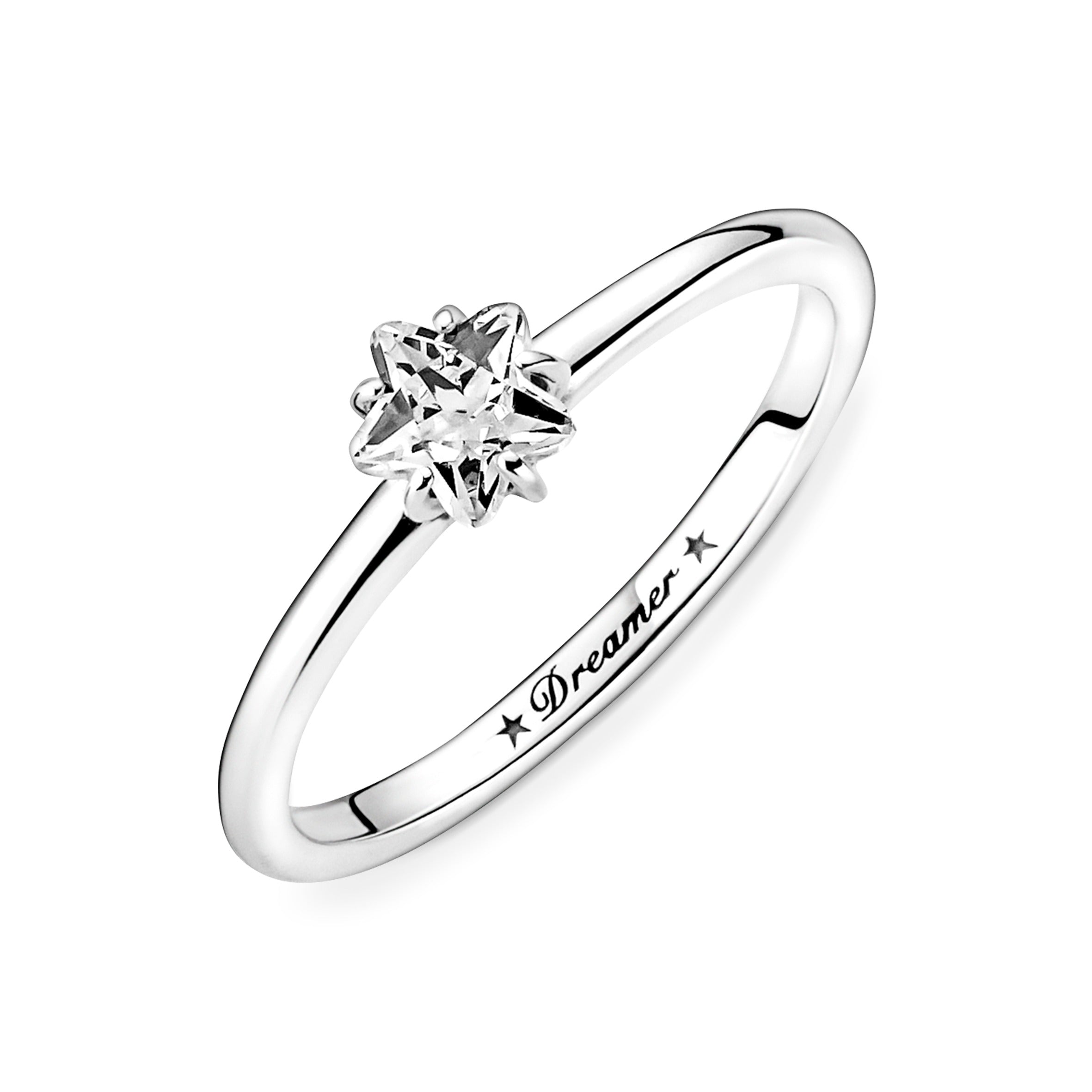 Star Sterling Silver Ring With Clear Cubic Zirconia