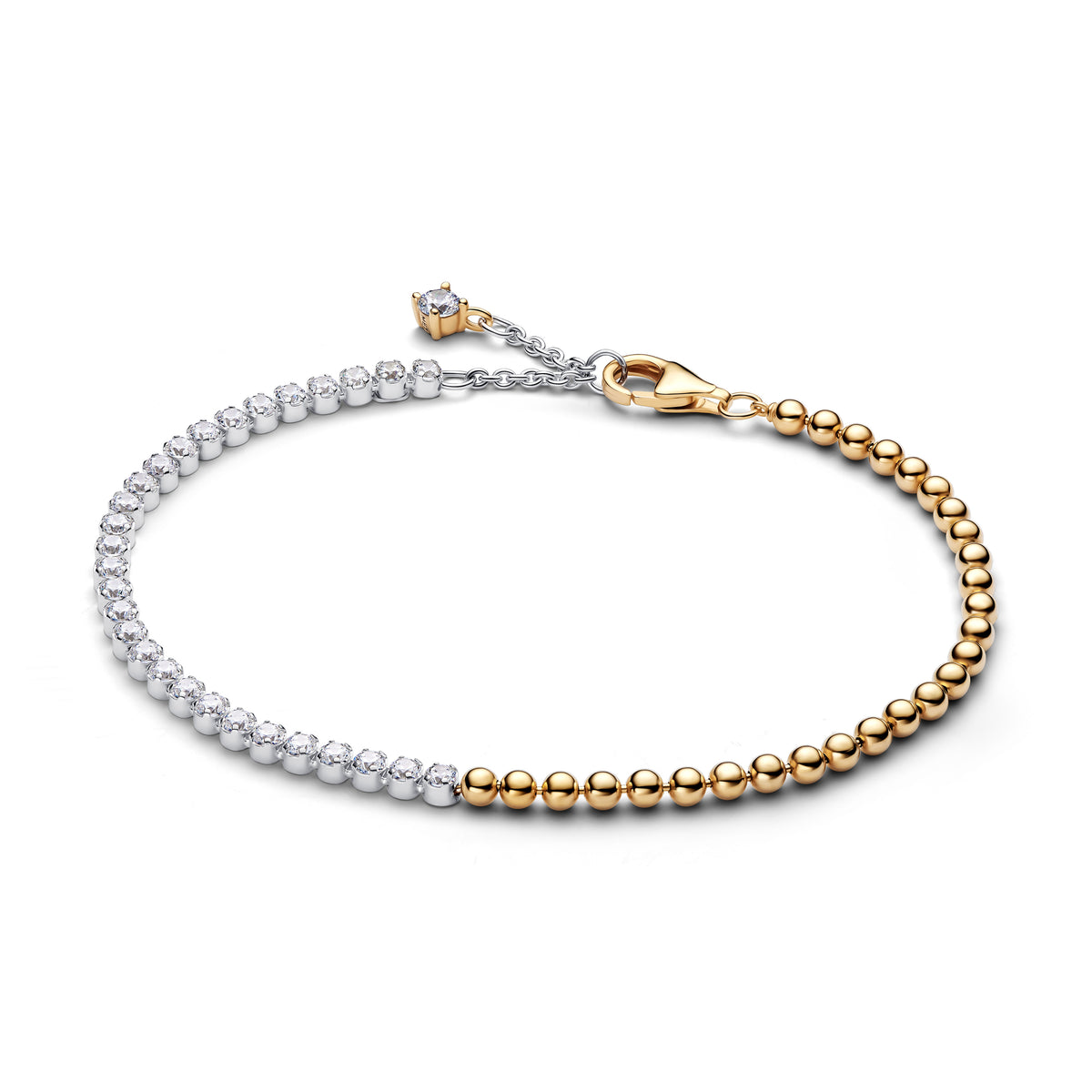 Sterling Silver And 14K Gold-Plated Bracelet With Clear Cubic Zirconia