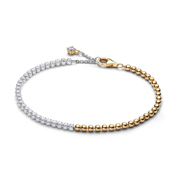 Sterling Silver And 14K Gold-Plated Bracelet With Clear Cubic Zirconia