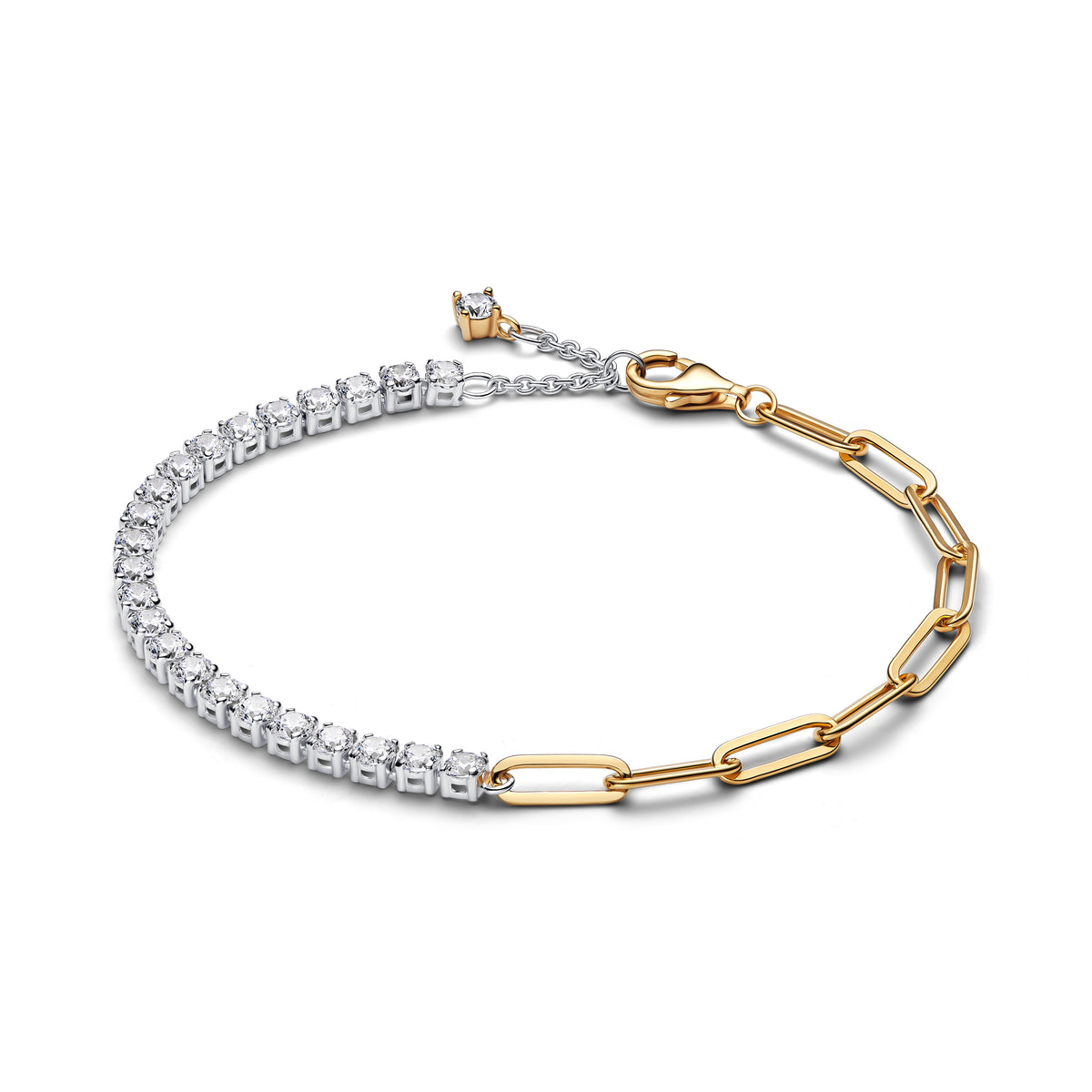 Sterling Silver And 14K Gold-Plated Bracelet With Clear Cubic Zirconia