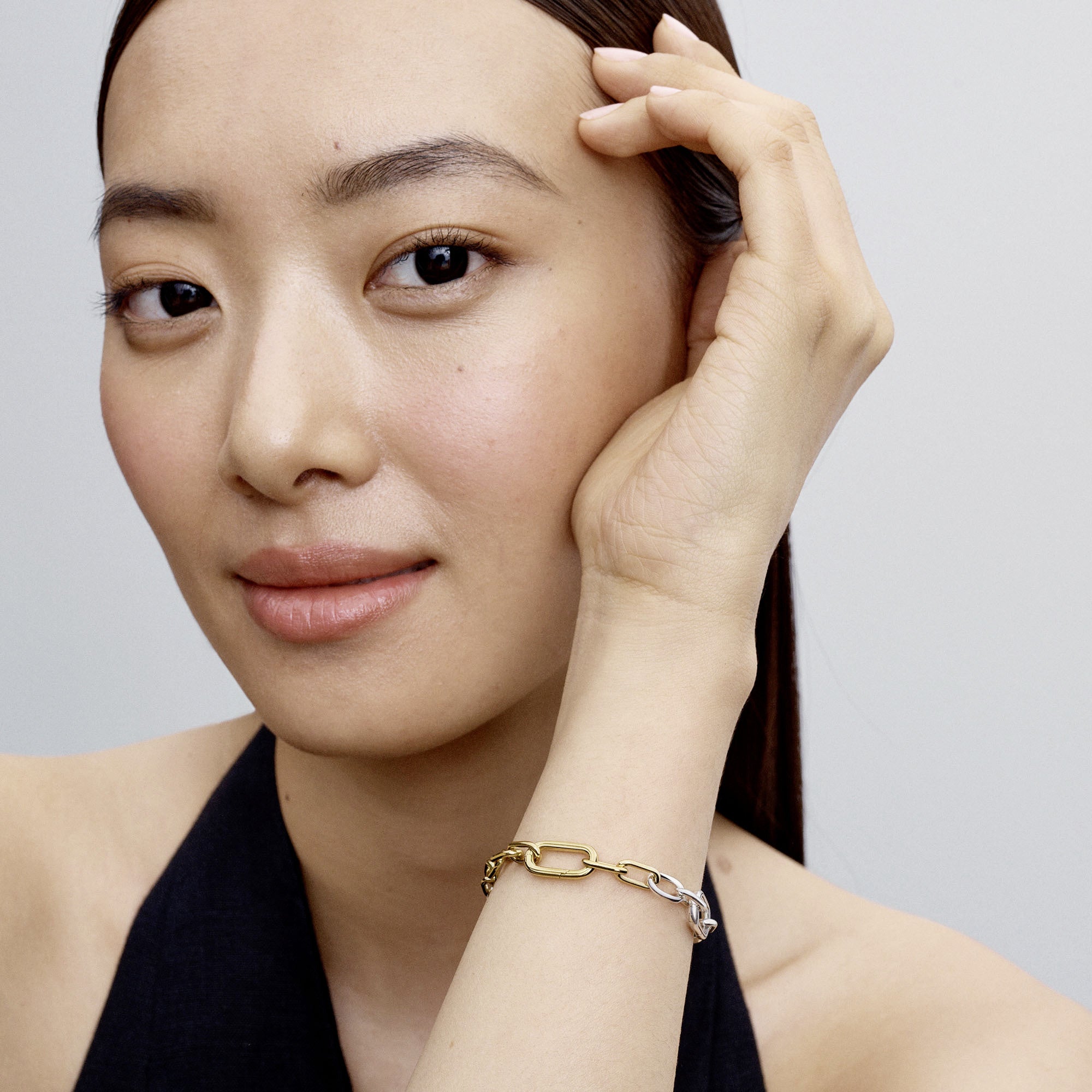 Sterling Silver And 14K Gold-Plated Link Bracelet