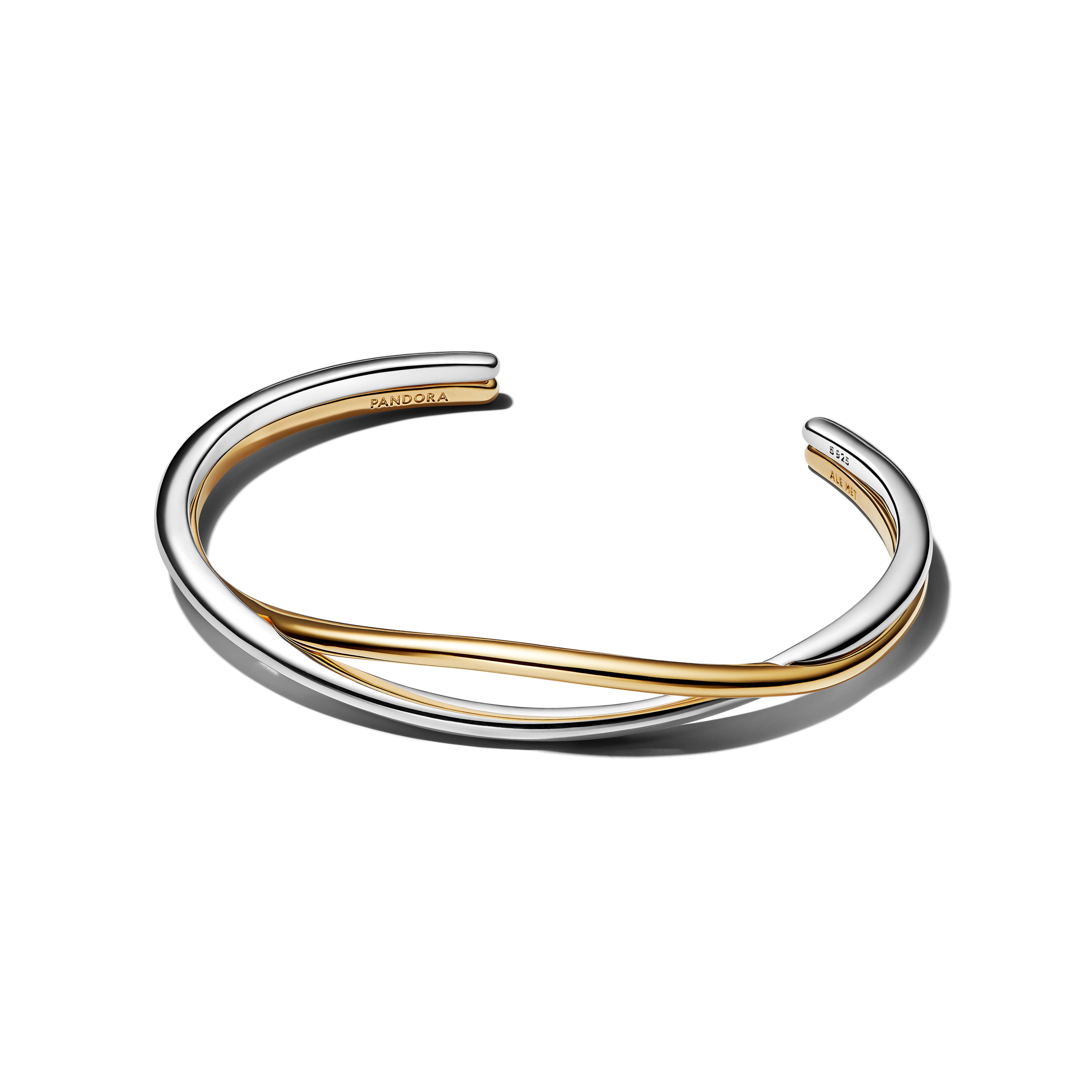 Sterling Silver And 14K Gold-Plated Open Bangle