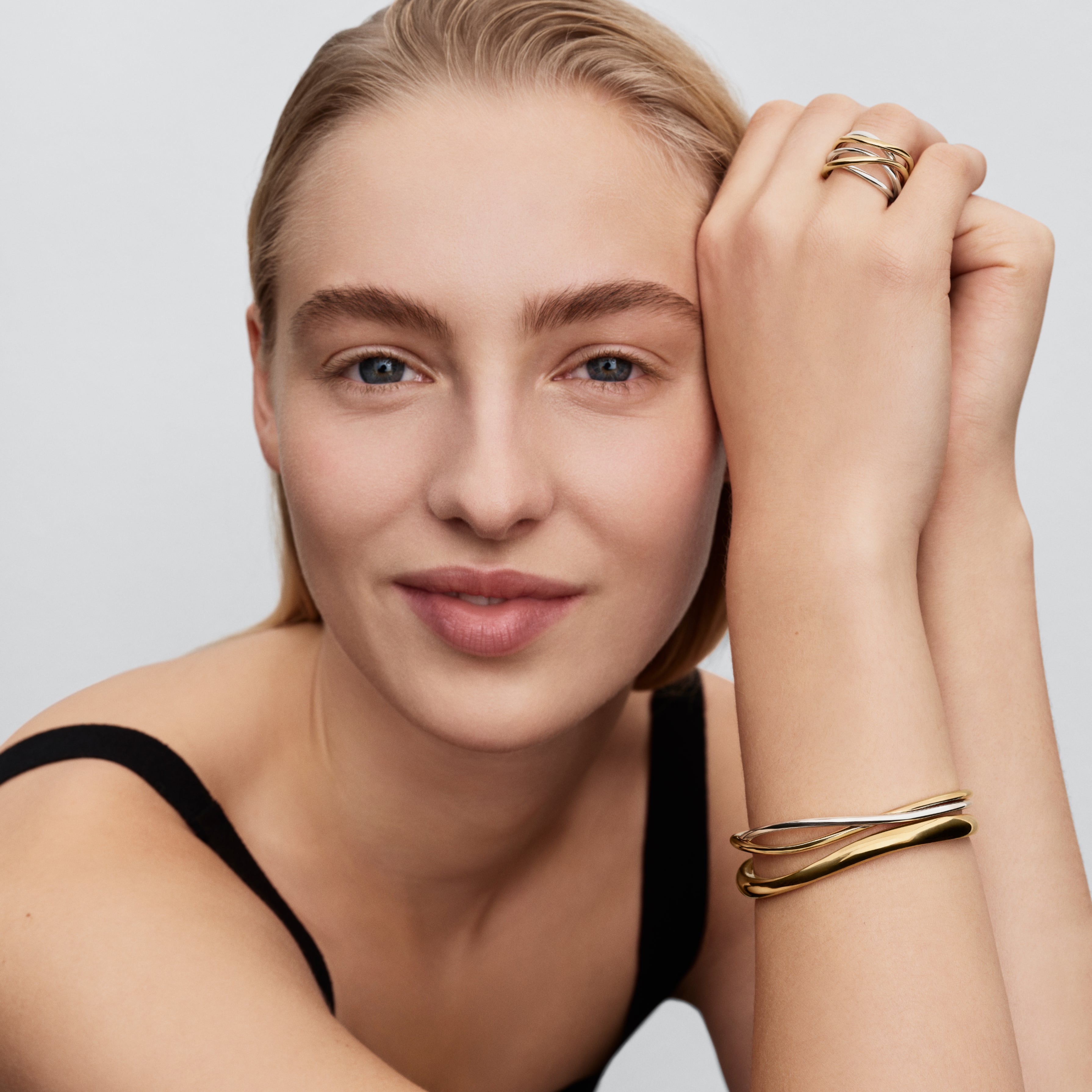 Sterling Silver And 14K Gold-Plated Open Bangle