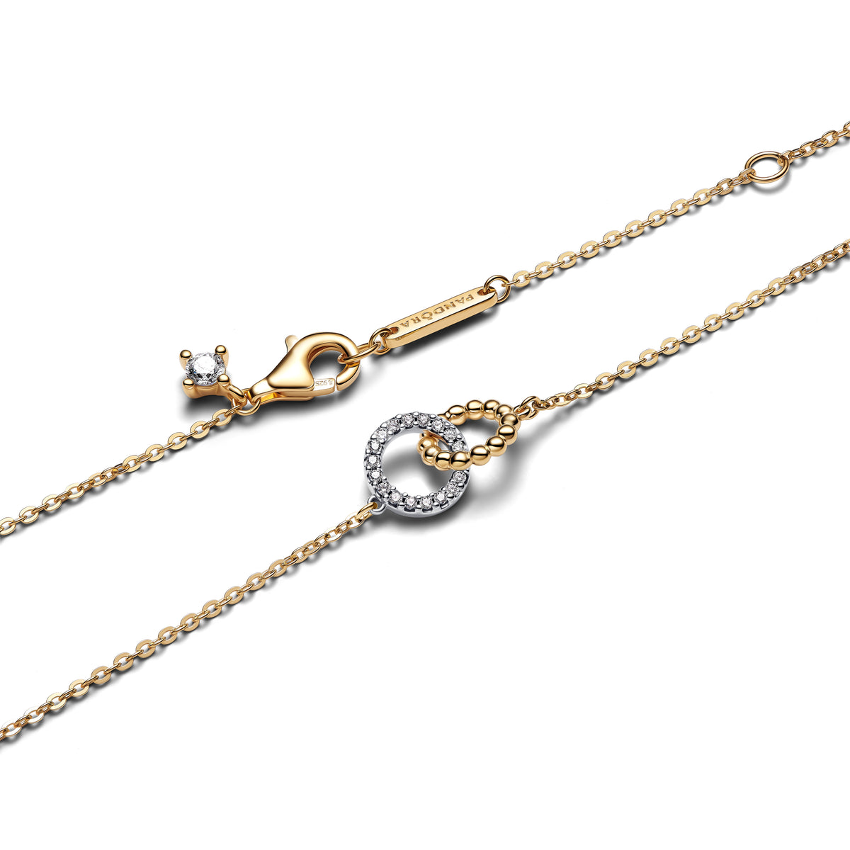 Sterling Silver And 14K Gold-Plated Pendant Necklace With Clear Cubic Zirconia