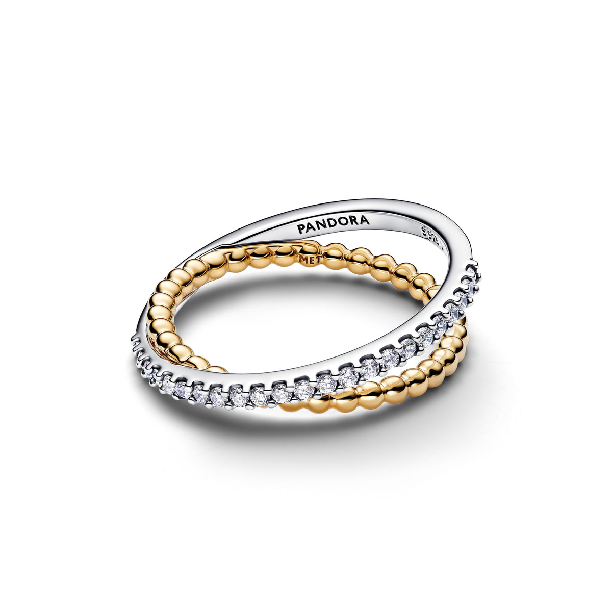 Sterling Silver And 14K Gold-Plated Ring With Clear Cubic Zirconia