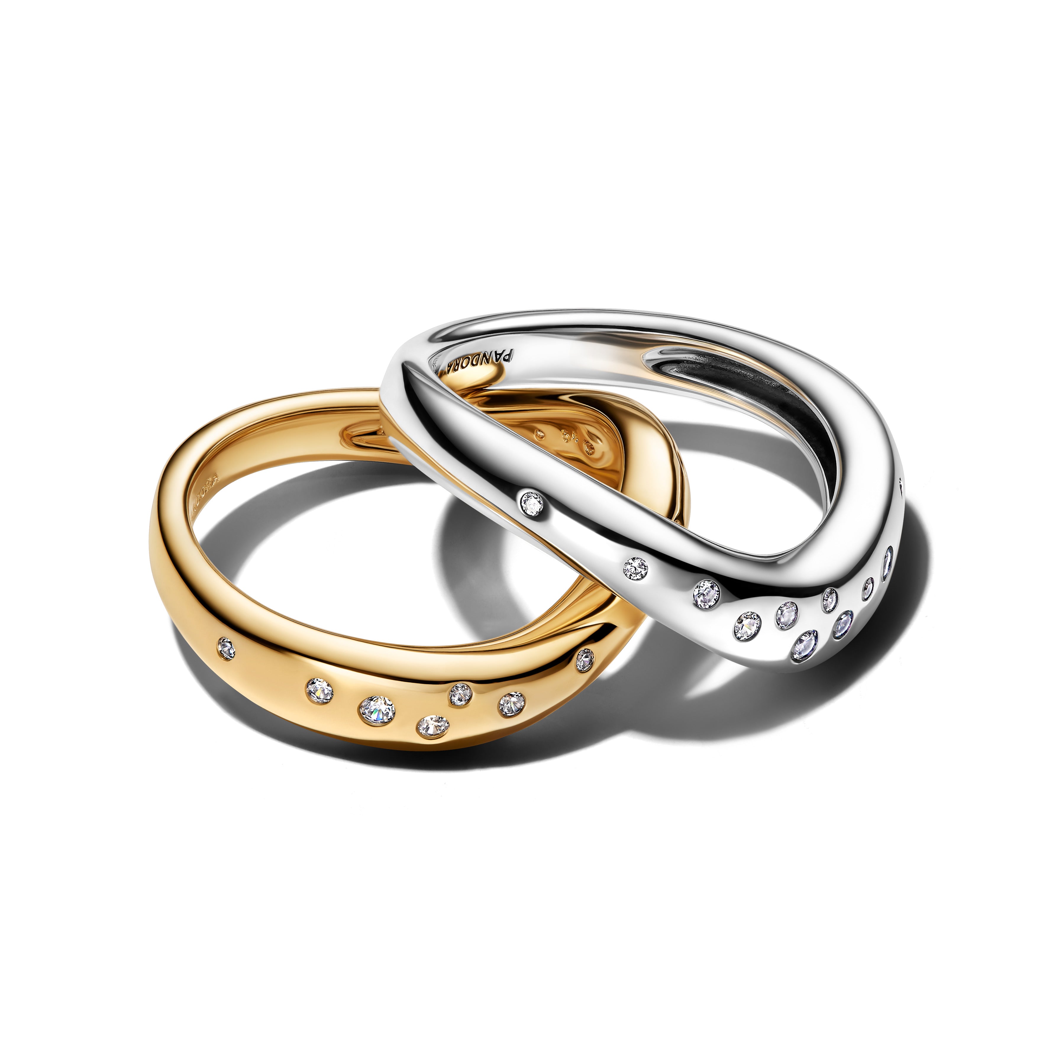 Sterling Silver And 14K Gold-Plated Splittable Ring With Clear Cubic Zirconia