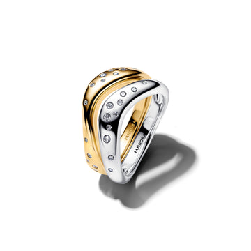 Sterling Silver And 14K Gold-Plated Splittable Ring With Clear Cubic Zirconia