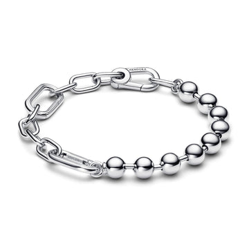 Sterling Silver Bead And Link Bracelet