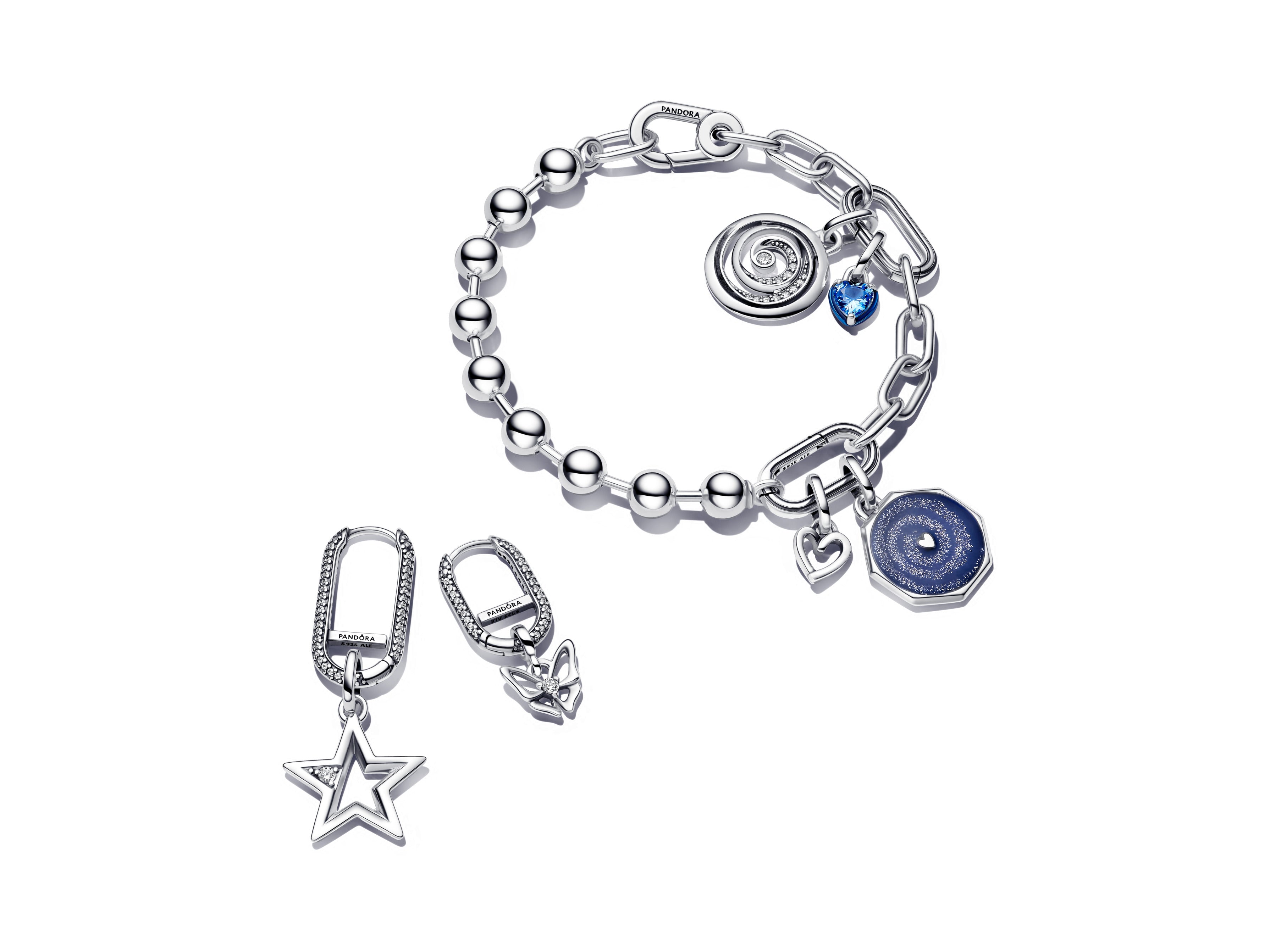 Sterling Silver Bead And Link Bracelet