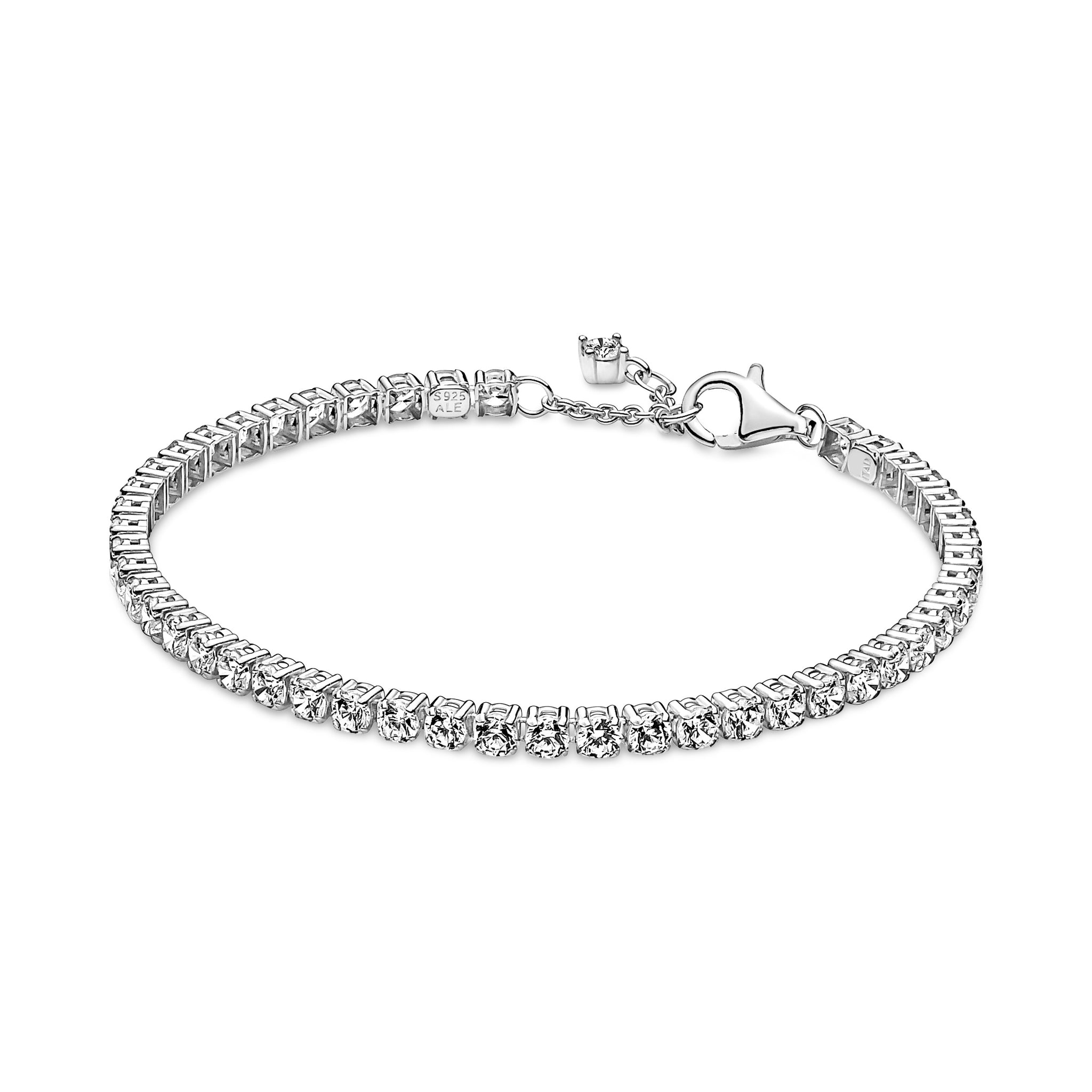 Sterling Silver Bracelet With Clear Cubic Zirconia