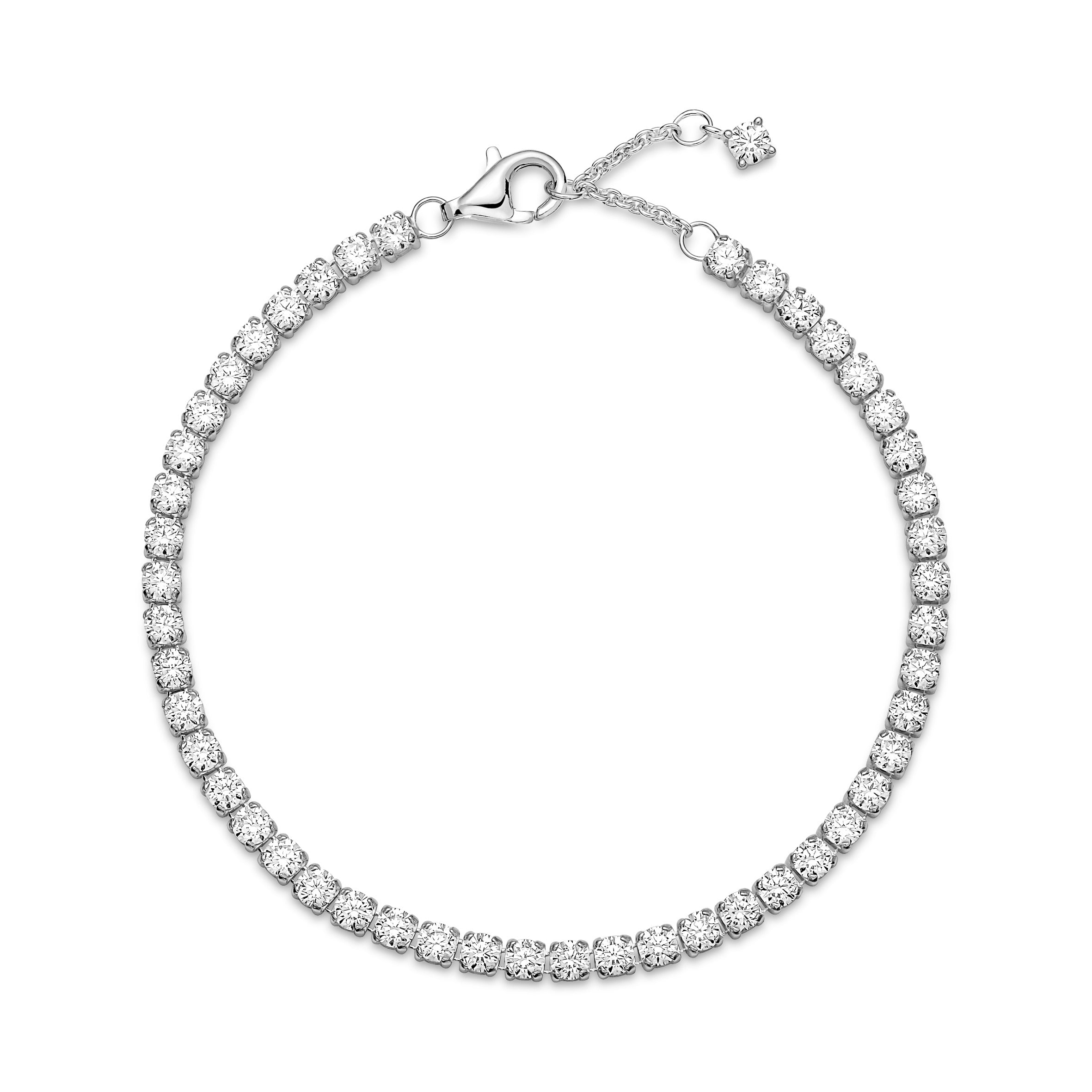 Sterling Silver Bracelet With Clear Cubic Zirconia