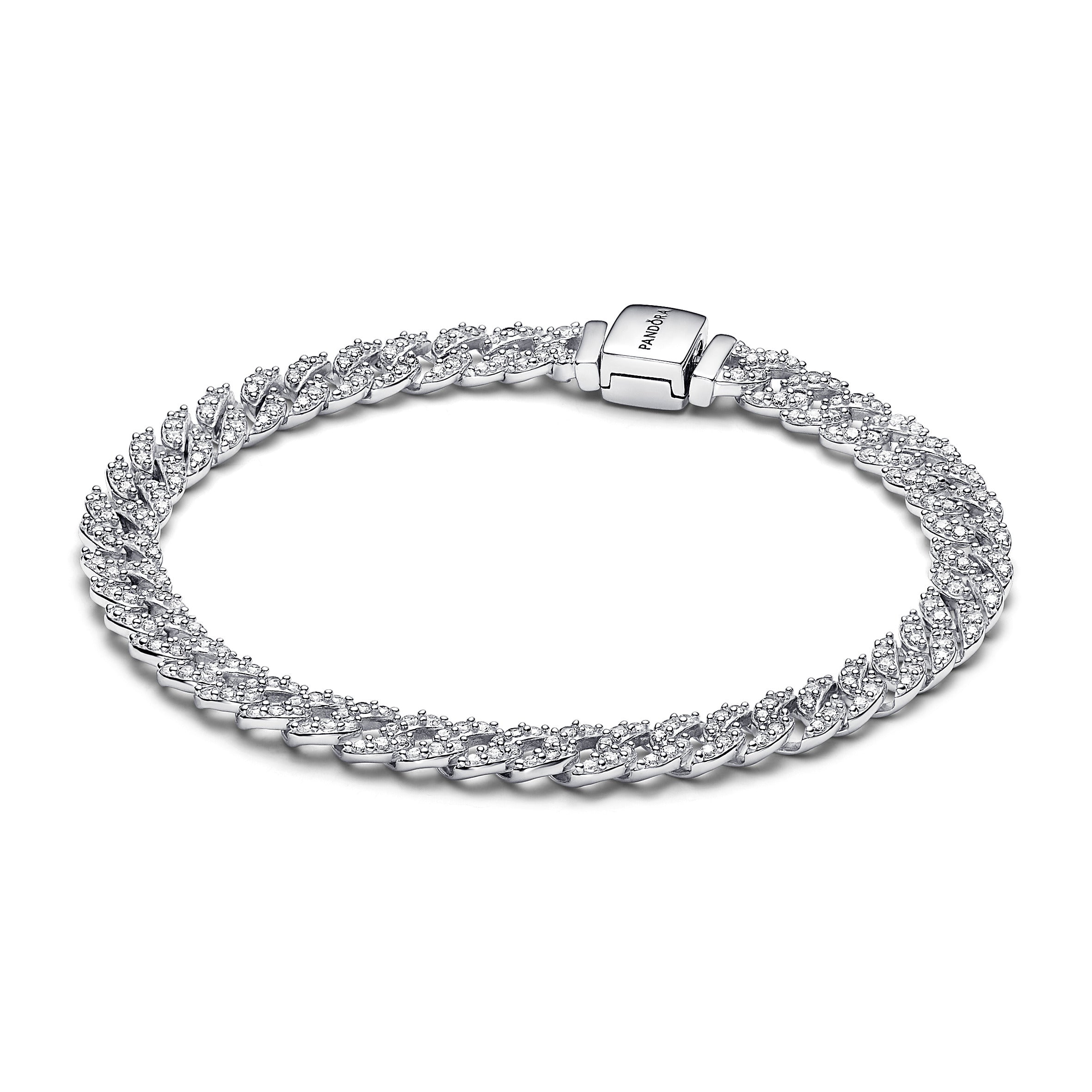 Sterling Silver Bracelet With Clear Cubic Zirconia
