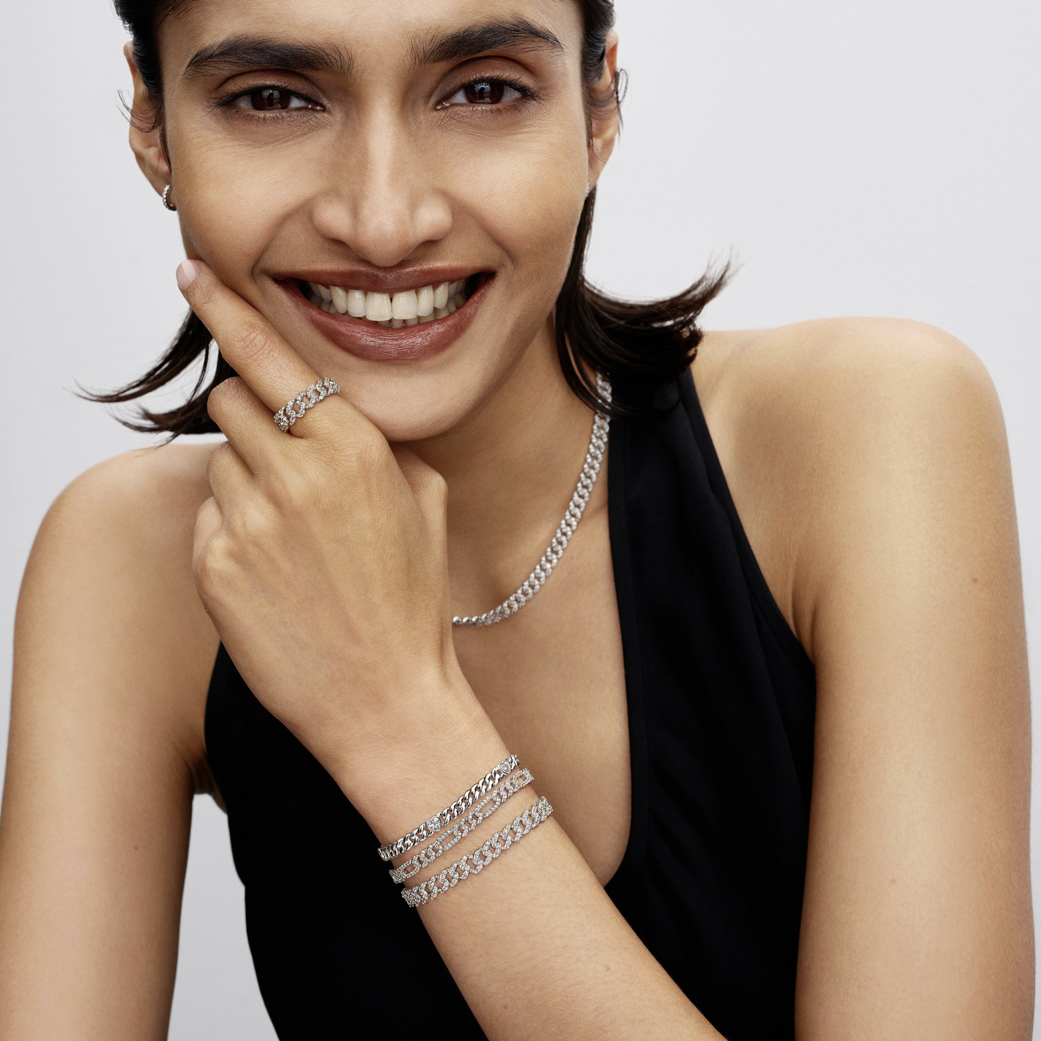 Sterling Silver Bracelet With Clear Cubic Zirconia