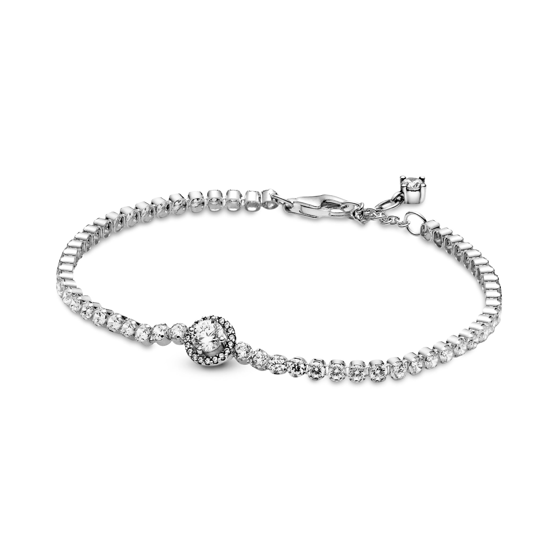 Sterling Silver Bracelet With Clear Cubic Zirconia