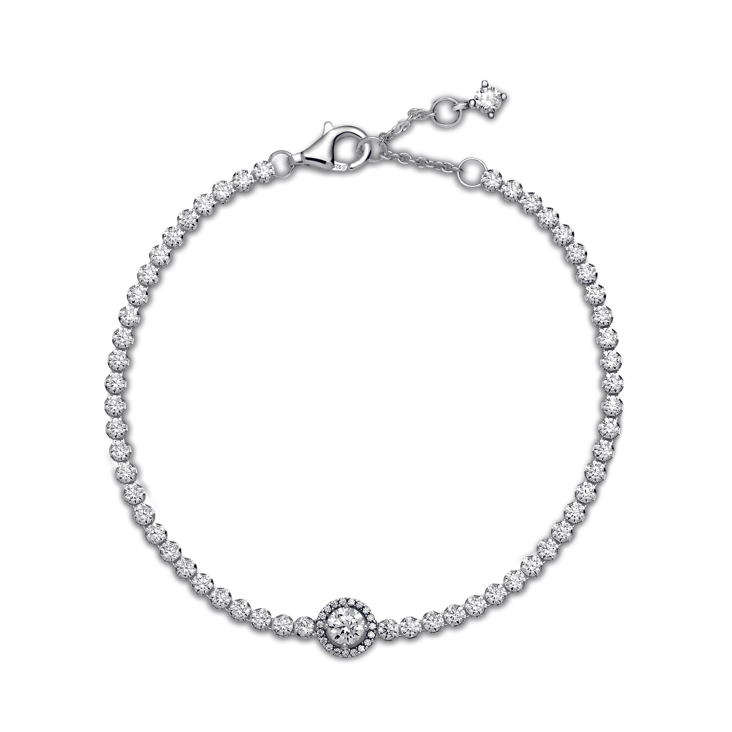 Sterling Silver Bracelet With Clear Cubic Zirconia