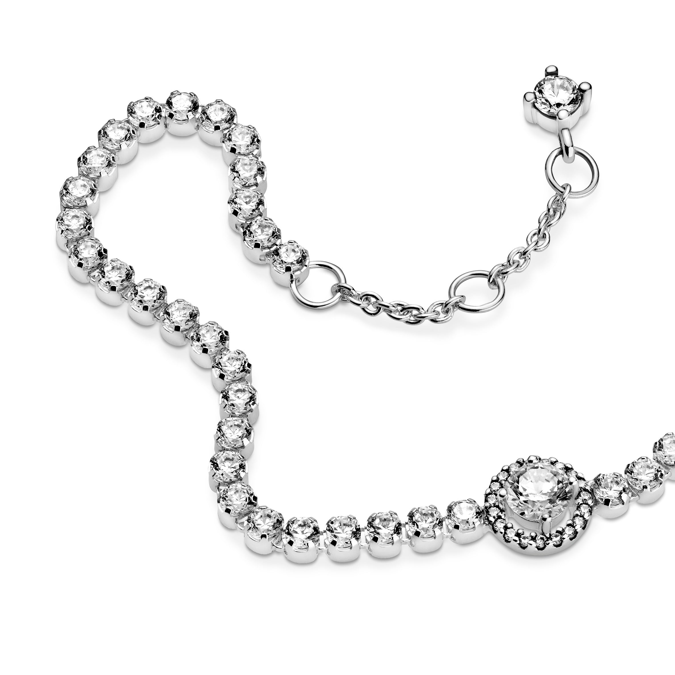 Sterling Silver Bracelet With Clear Cubic Zirconia