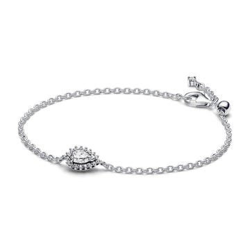 Sterling Silver Bracelet With Clear Cubic Zirconia And Sliding Clasp