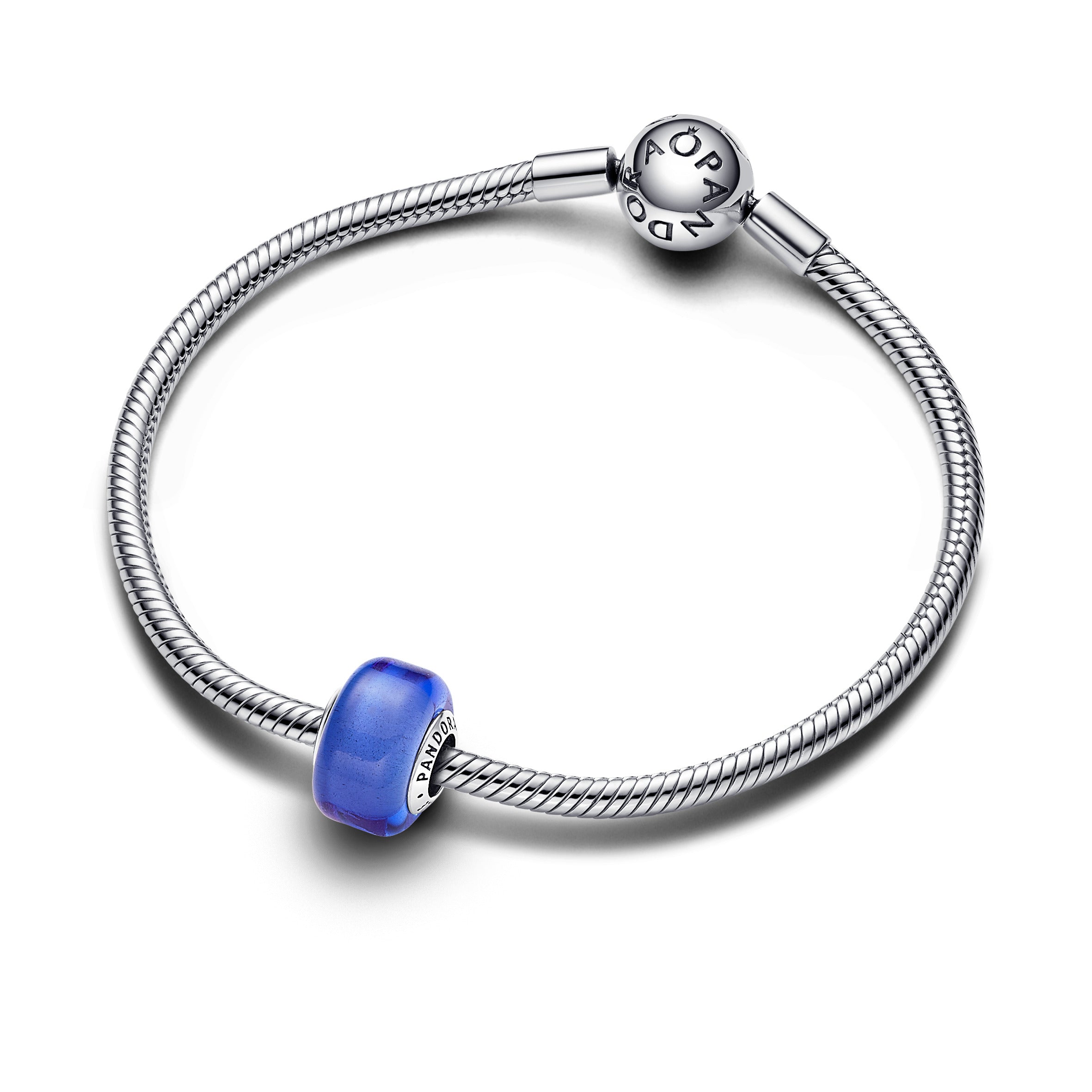 Sterling Silver Charm With Blue Murano Glass