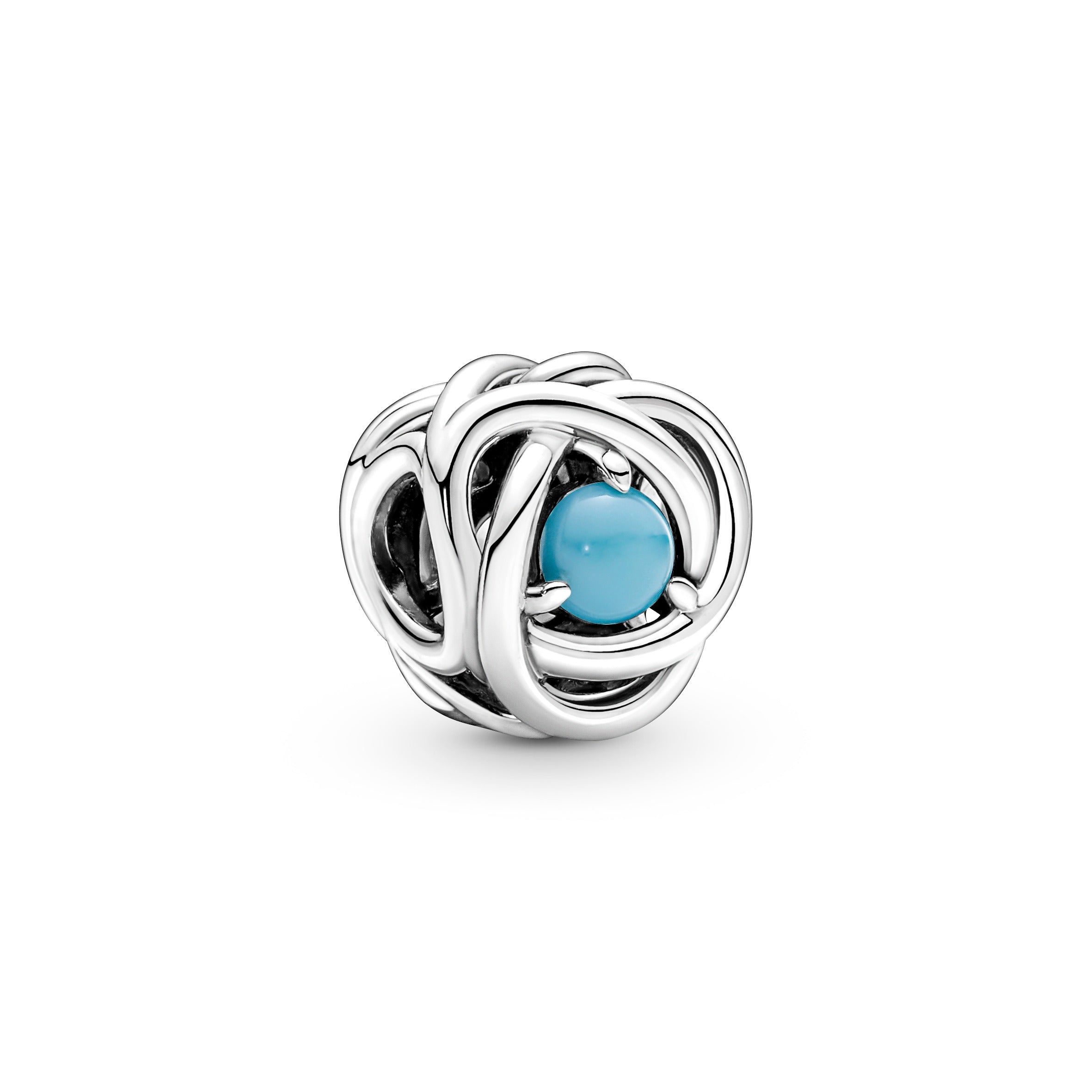 Sterling Silver Charm With Capri Blue Crystal