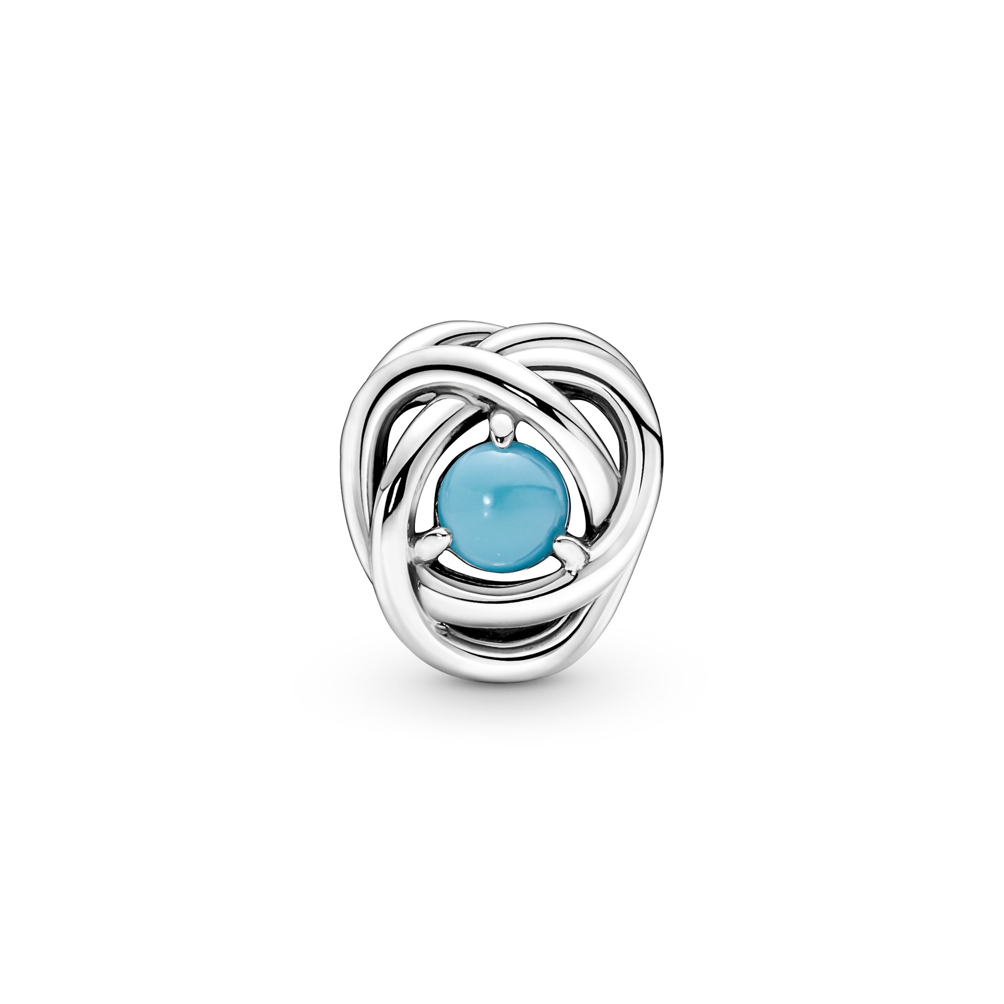 Sterling Silver Charm With Capri Blue Crystal