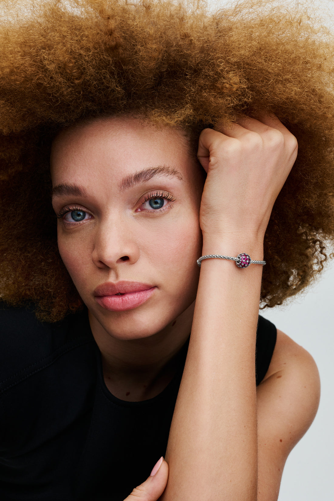 Sterling Silver Charm With Cherries Jubilee Red Crystal And Clear Cubic Zirconia