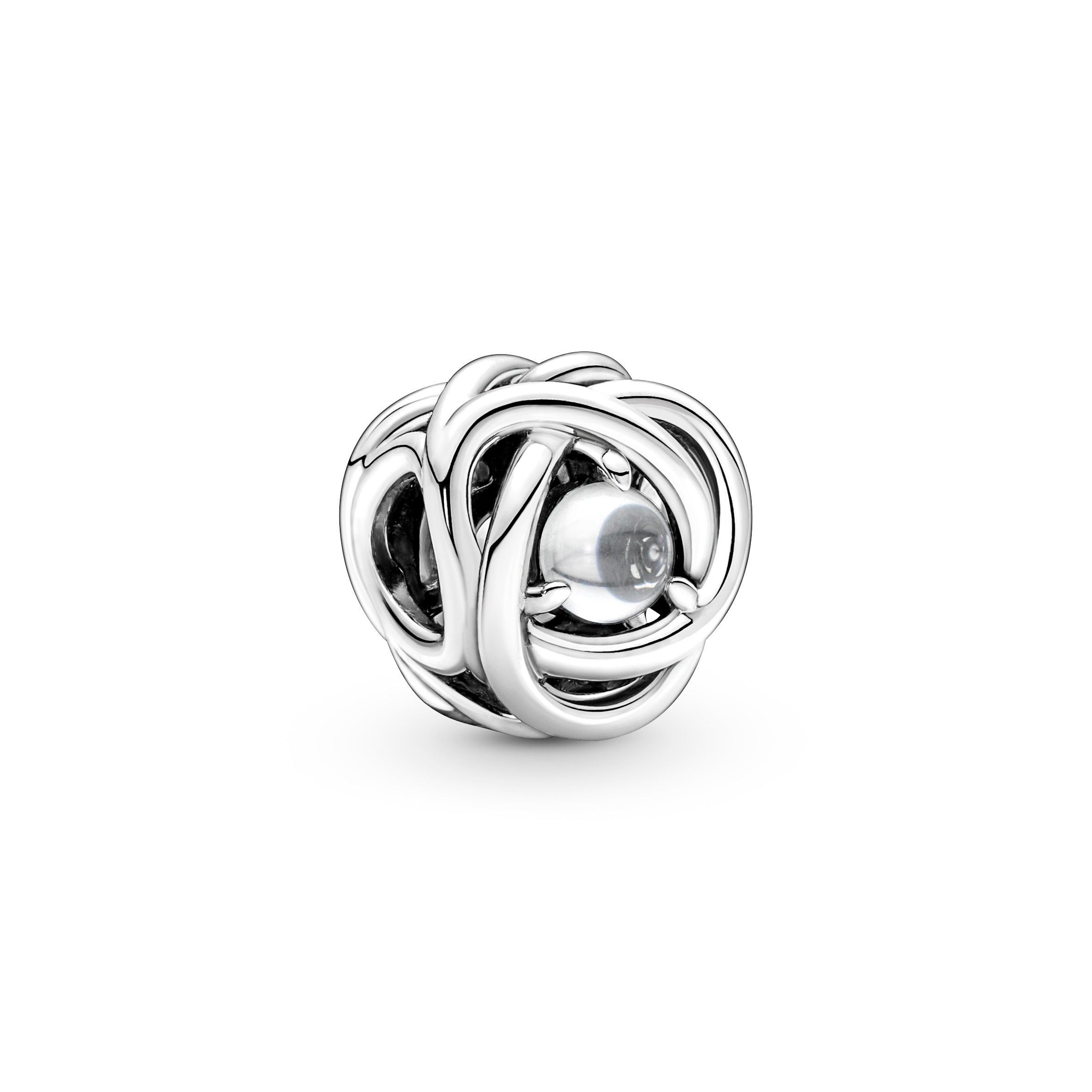 Sterling Silver Charm With Clear Cubic Zirconia