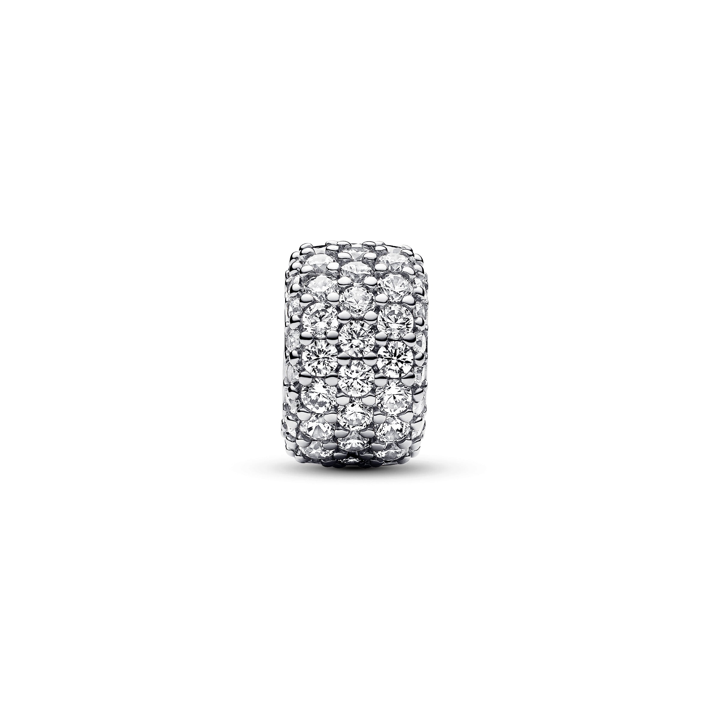 Sterling Silver Charm With Clear Cubic Zirconia