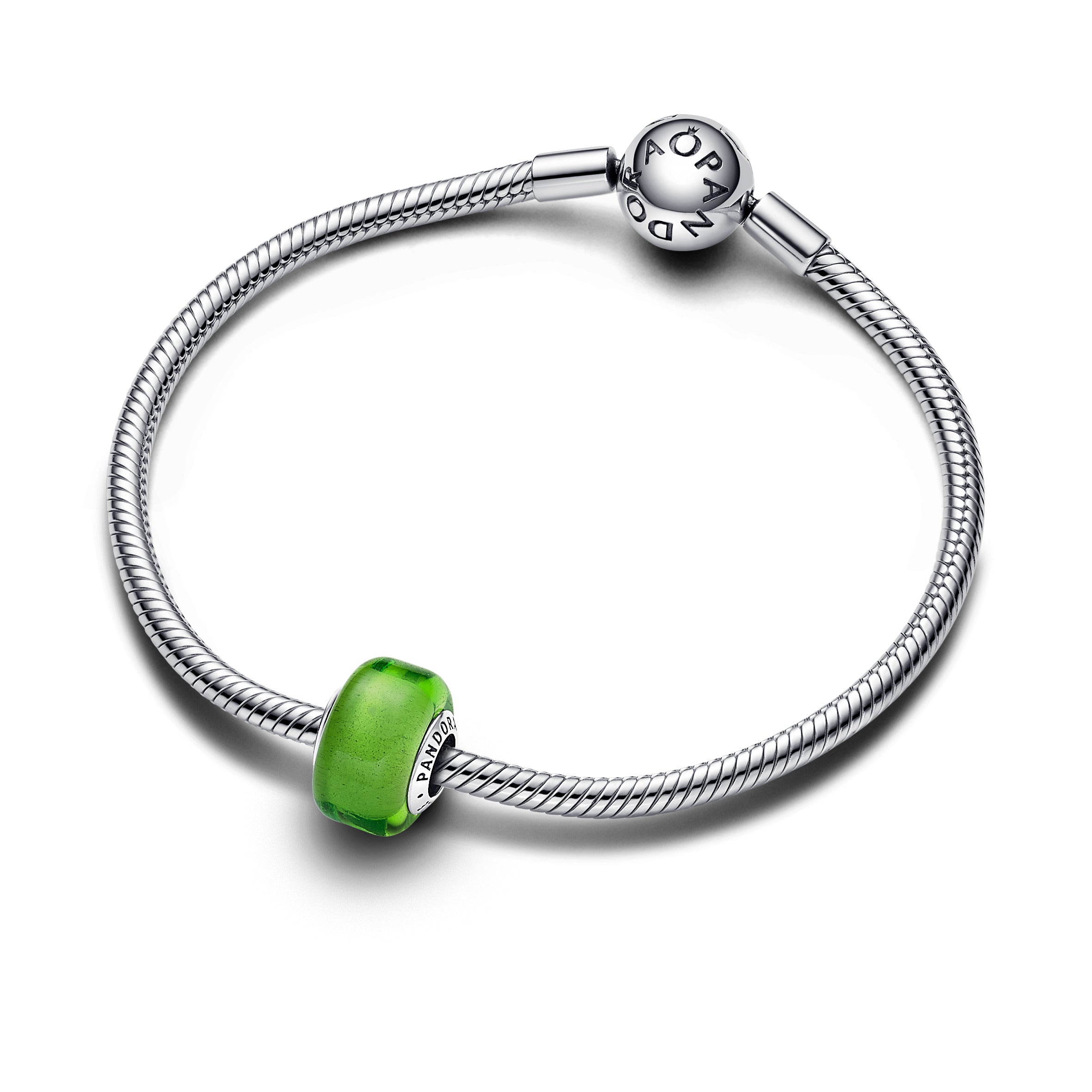 Sterling Silver Charm With Green Murano Glass