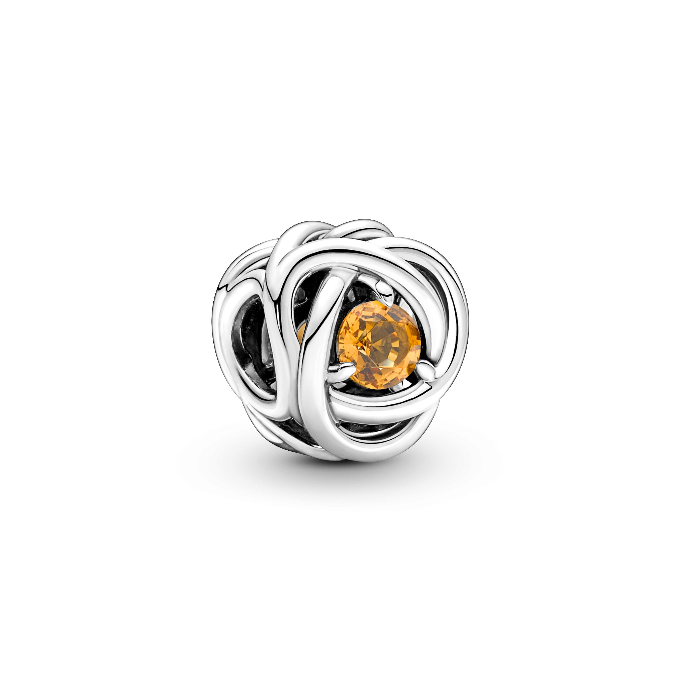 Sterling Silver Charm With Honey Coloured Crystal