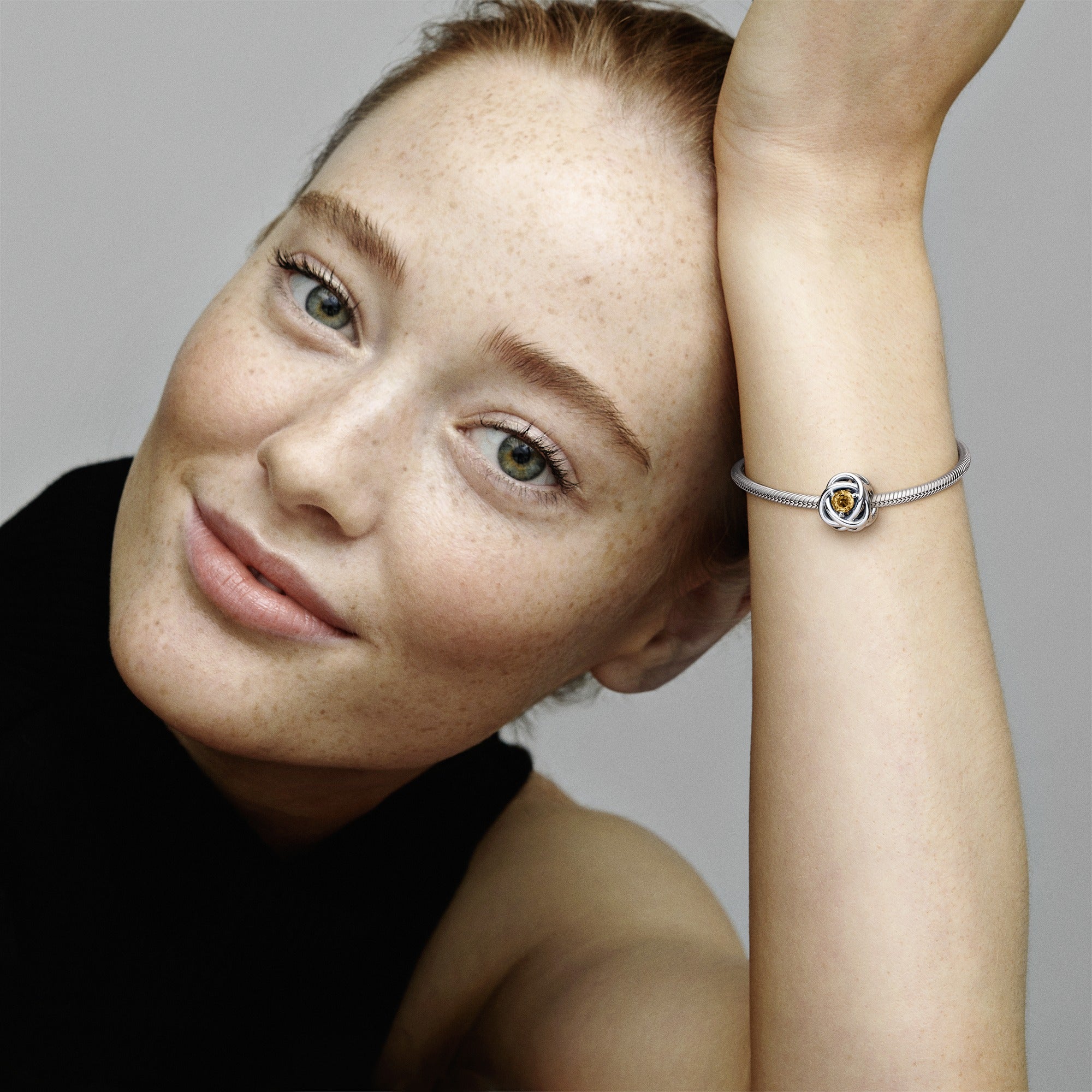 Sterling Silver Charm With Honey Coloured Crystal