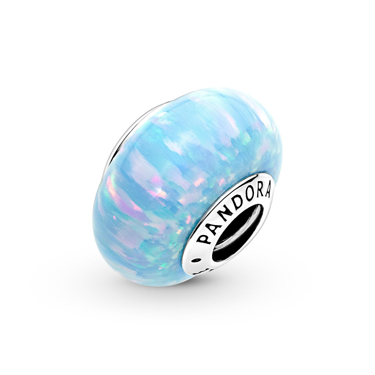 Sterling Silver Charm With Lab-Created Opal