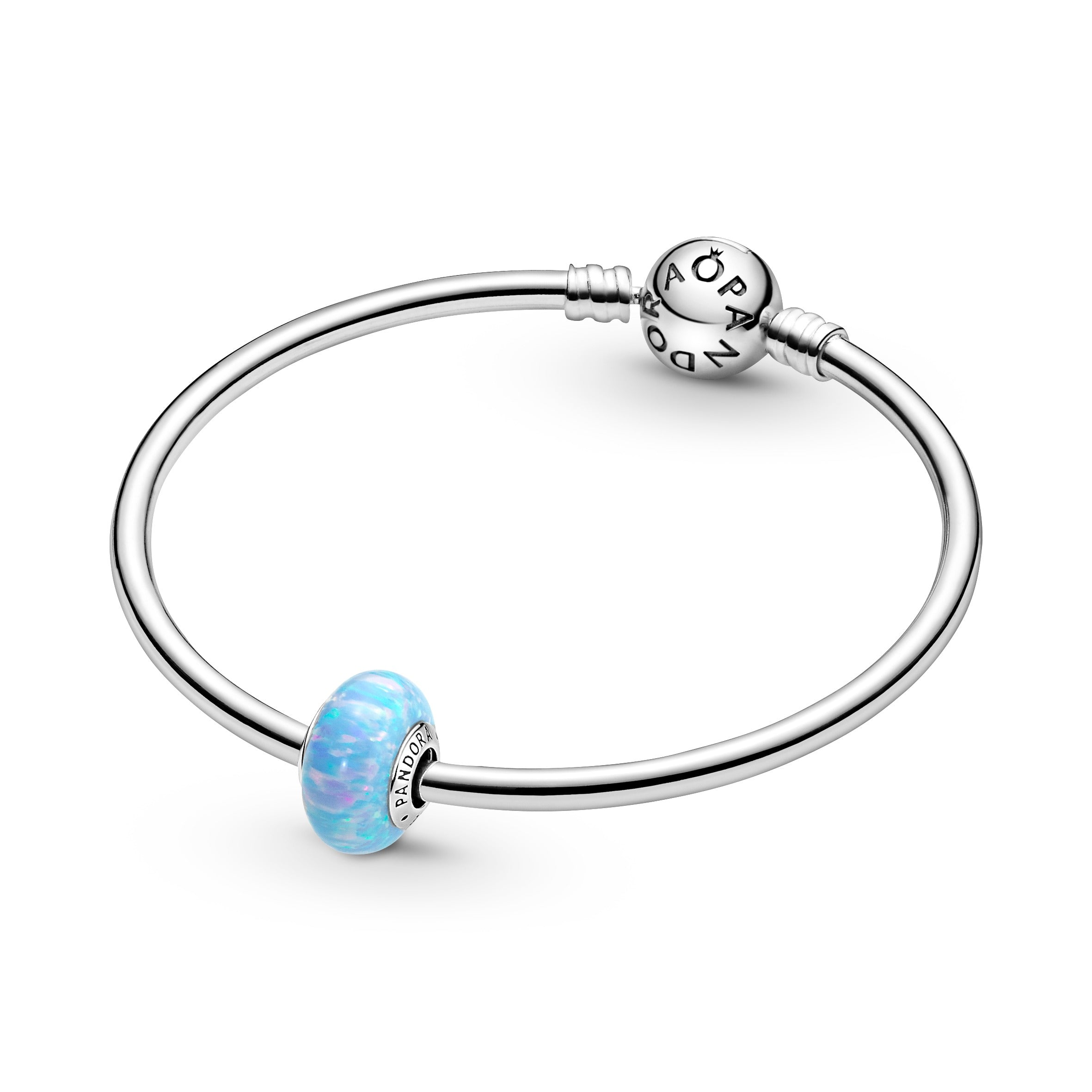Sterling Silver Charm With Lab-Created Opal