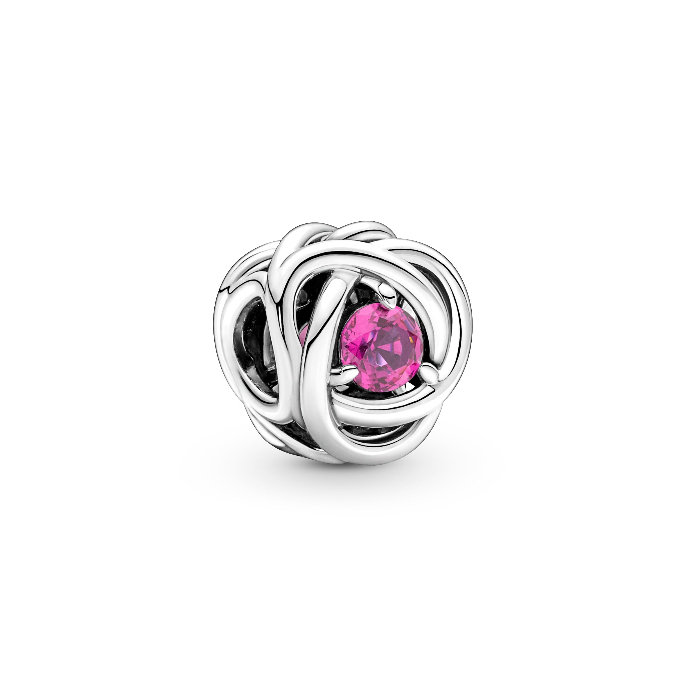 Sterling Silver Charm With Phlox Pink Crystal